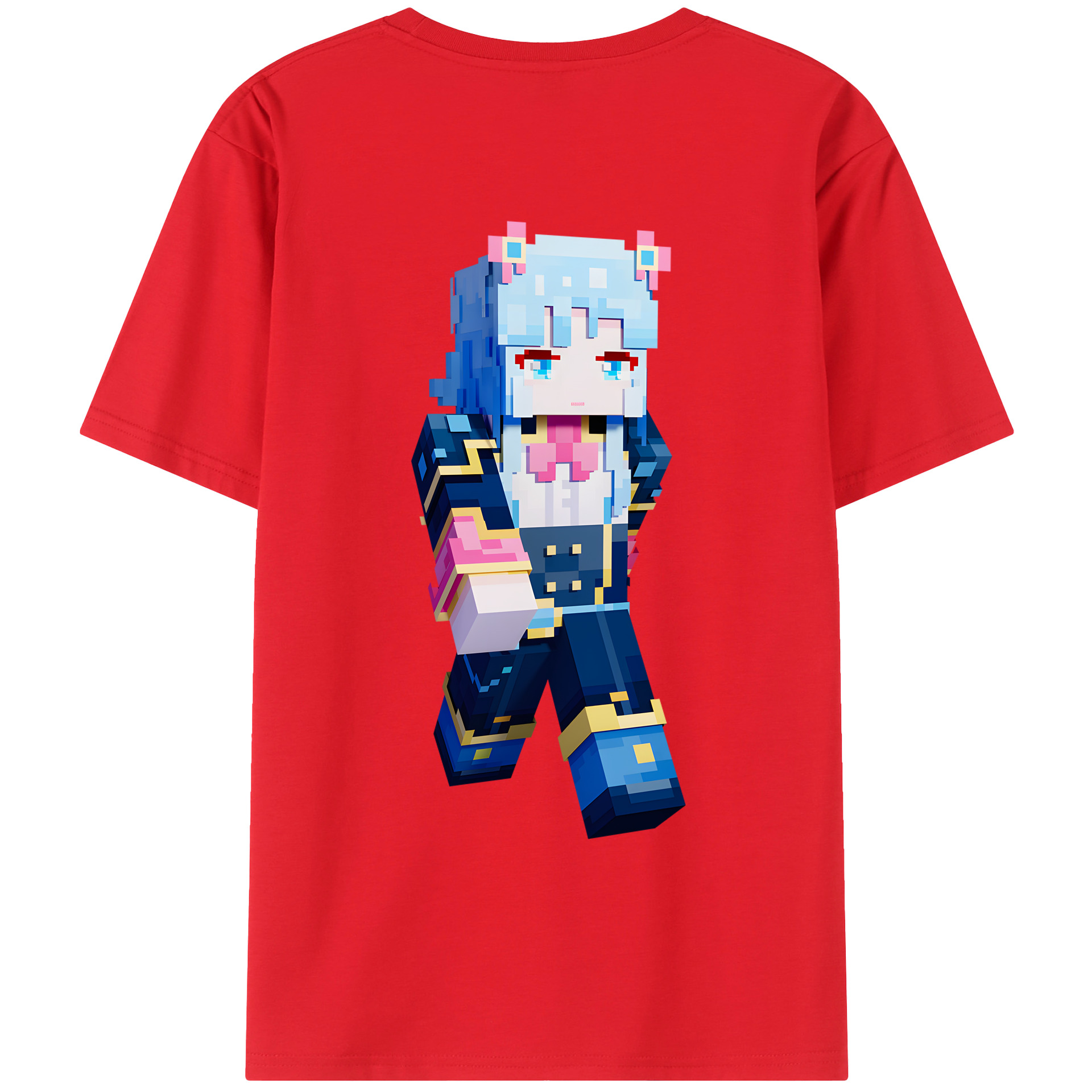 （画像用） マインクラフト ブロックの世界 Minecraft MC Block world 綿100％ メンズ半袖Tシャツ（バックプリント） 通気性