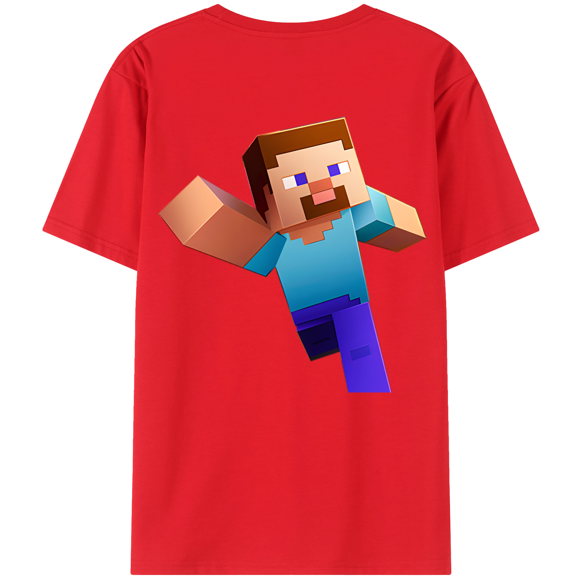 （画像用） マインクラフト ブロックの世界 Minecraft MC Block world 綿100％ メンズ半袖Tシャツ（バックプリント） 通気性