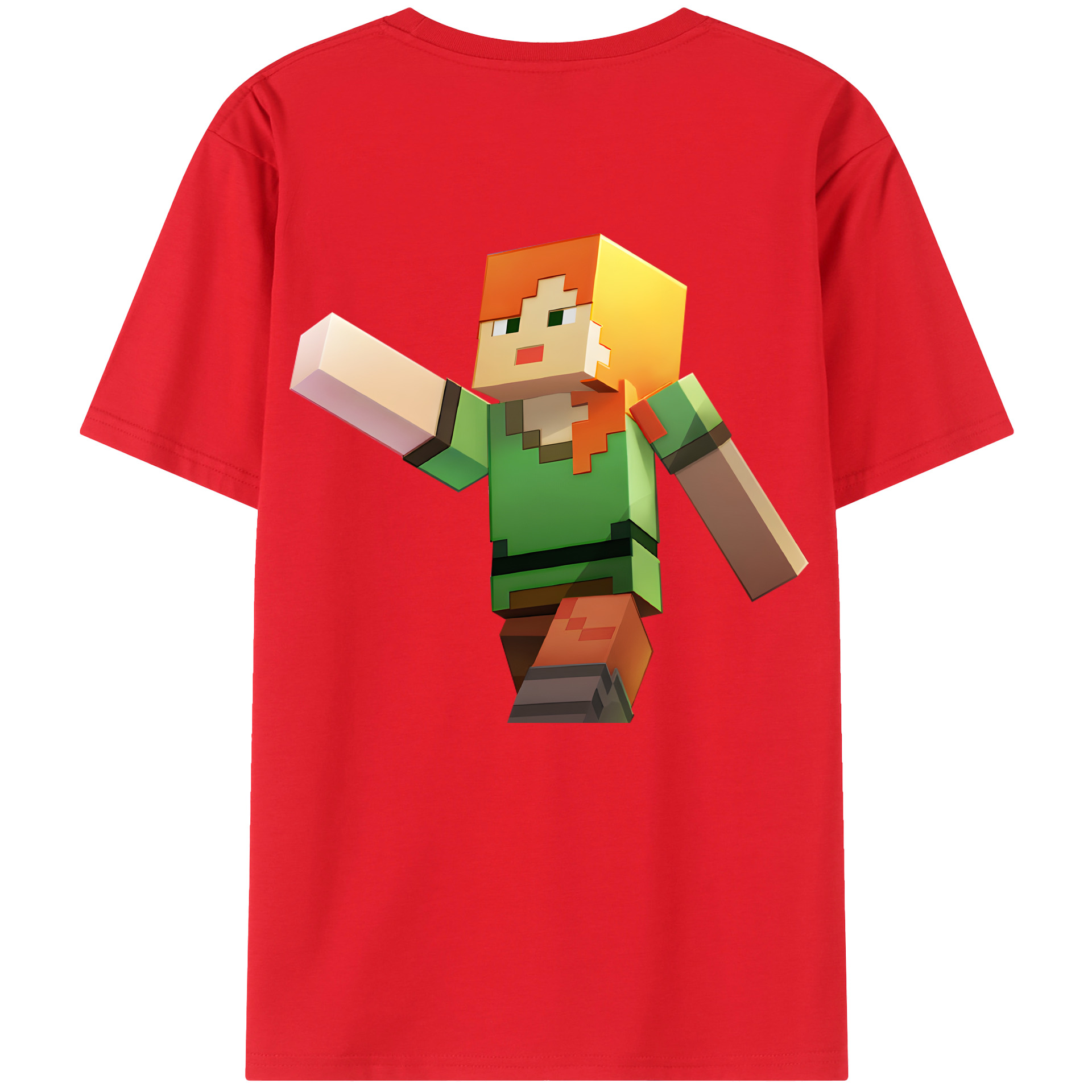 （画像用） マインクラフト ブロックの世界 Minecraft MC Block world 綿100％ メンズ半袖Tシャツ（バックプリント） 通気性