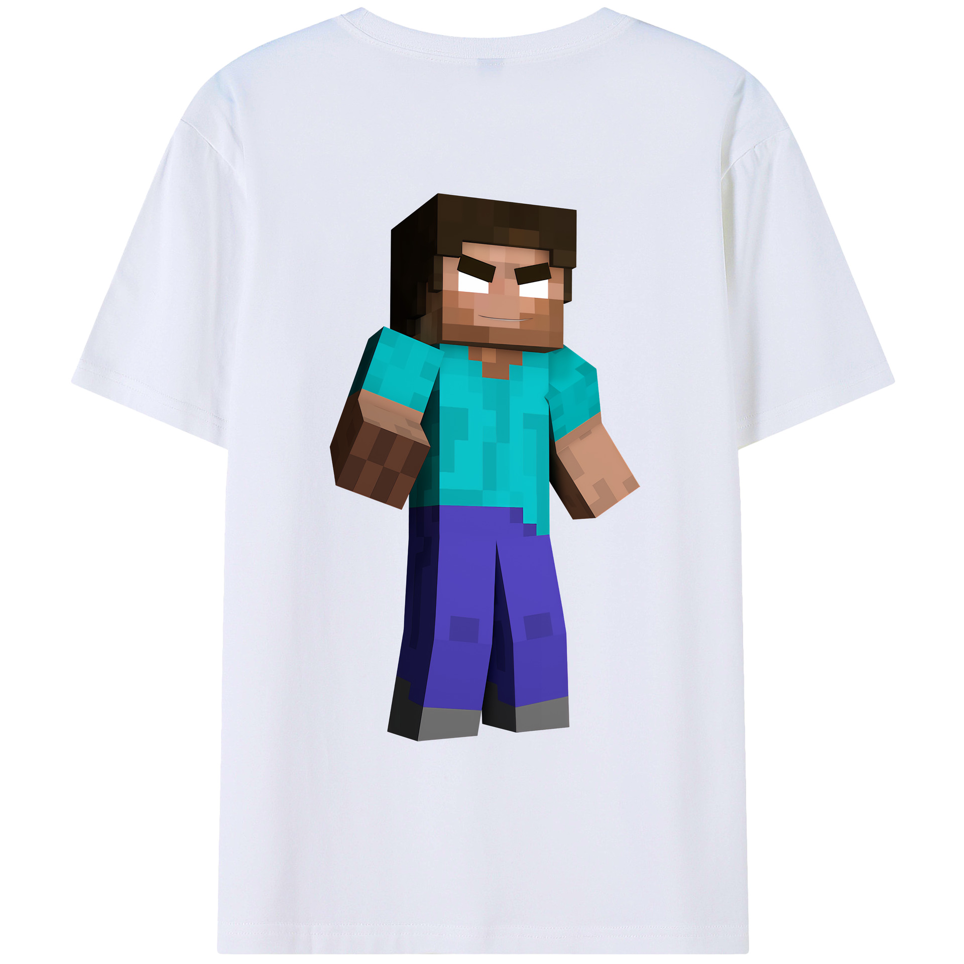 （画像用） マインクラフト ブロックの世界 Minecraft MC Block world 綿100％ メンズ半袖Tシャツ（バックプリント） 通気性