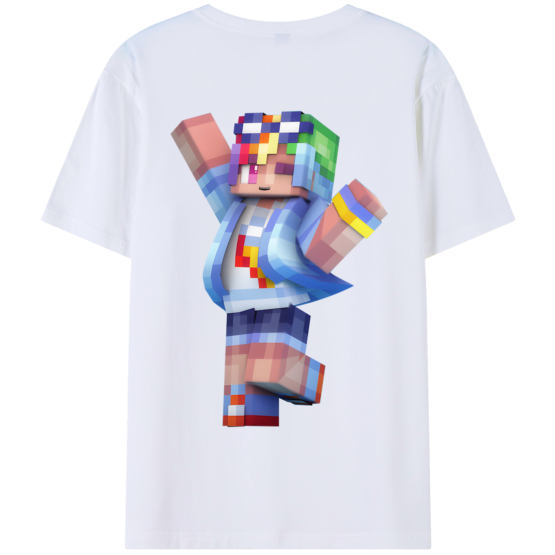 （画像用） マインクラフト ブロックの世界 Minecraft MC Block world 綿100％ メンズ半袖Tシャツ（バックプリント） 通気性
