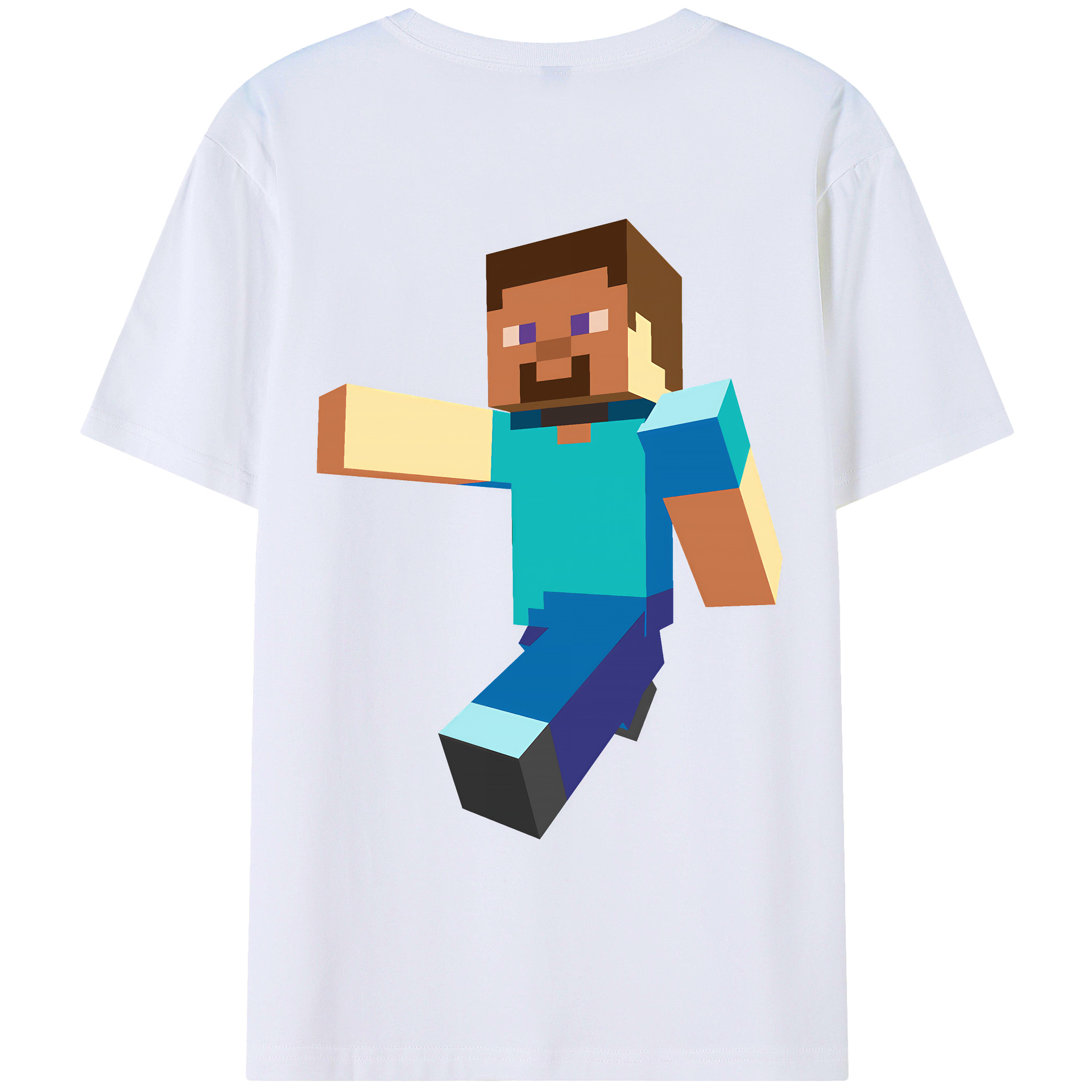 （画像用） マインクラフト ブロックの世界 Minecraft MC Block world 綿100％ メンズ半袖Tシャツ（バックプリント） 通気性