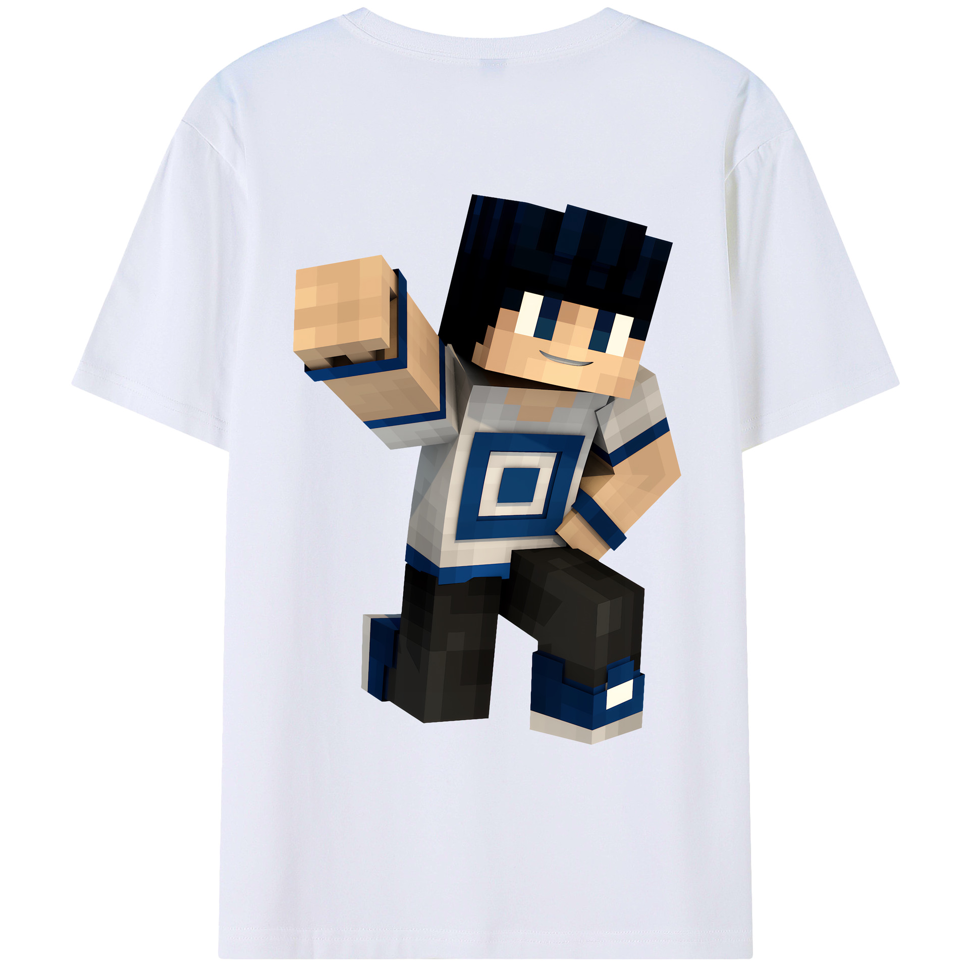 （画像用） マインクラフト ブロックの世界 Minecraft MC Block world 綿100％ メンズ半袖Tシャツ（バックプリント） 通気性