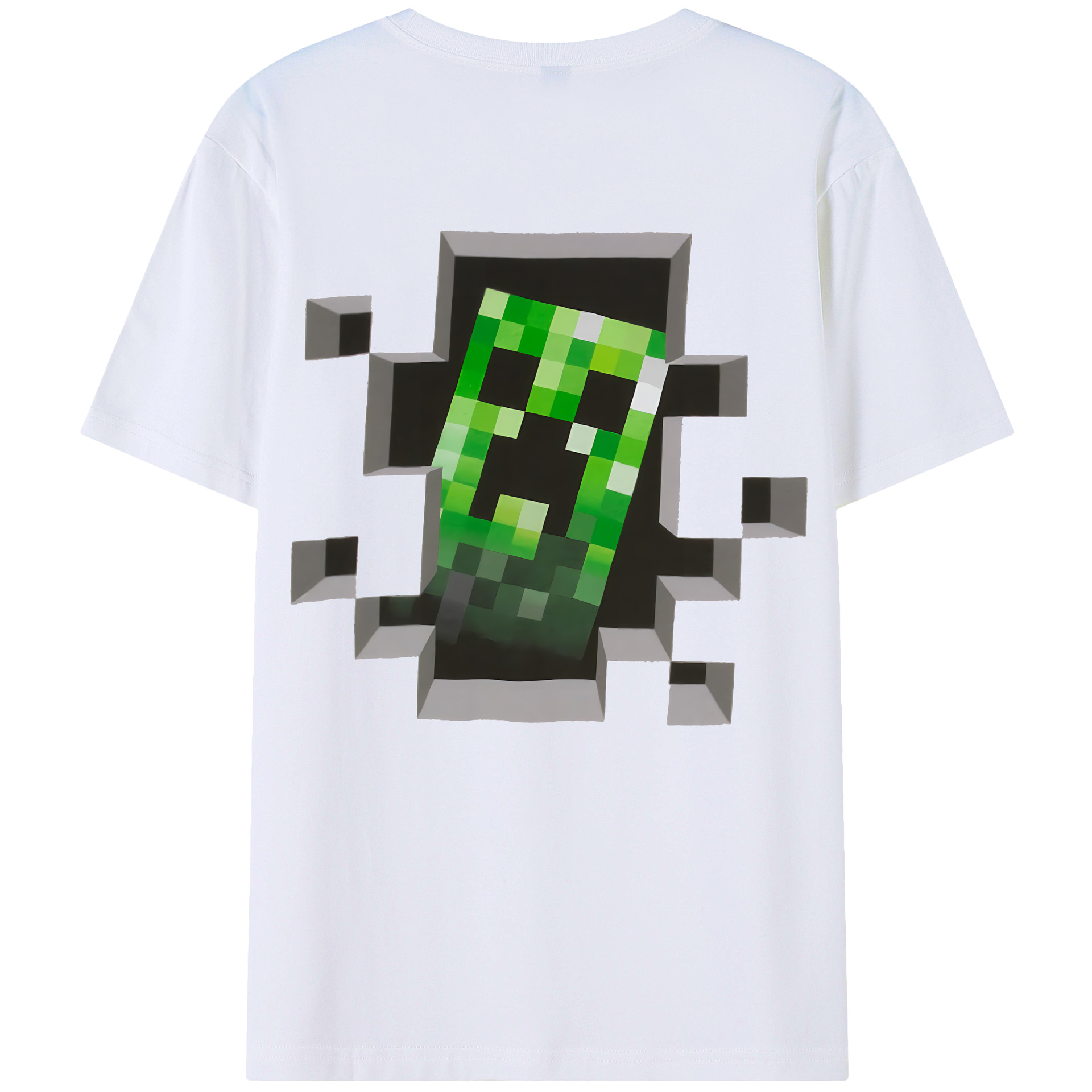 （画像用） マインクラフト ブロックの世界 Minecraft MC Block world 綿100％ メンズ半袖Tシャツ（バックプリント） 通気性