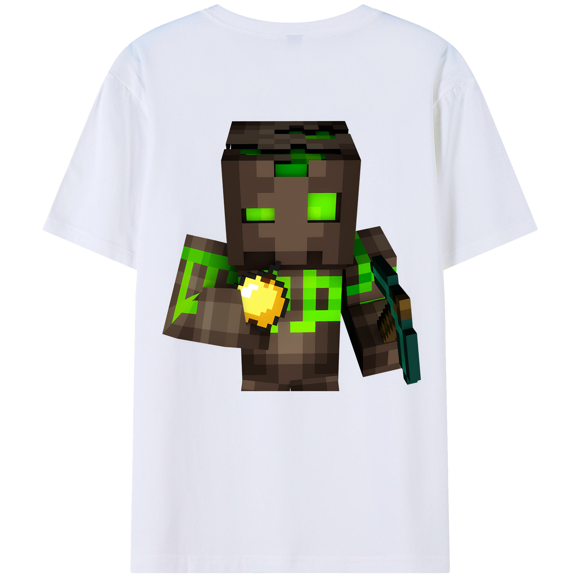 （画像用） マインクラフト ブロックの世界 Minecraft MC Block world 綿100％ メンズ半袖Tシャツ（バックプリント） 通気性