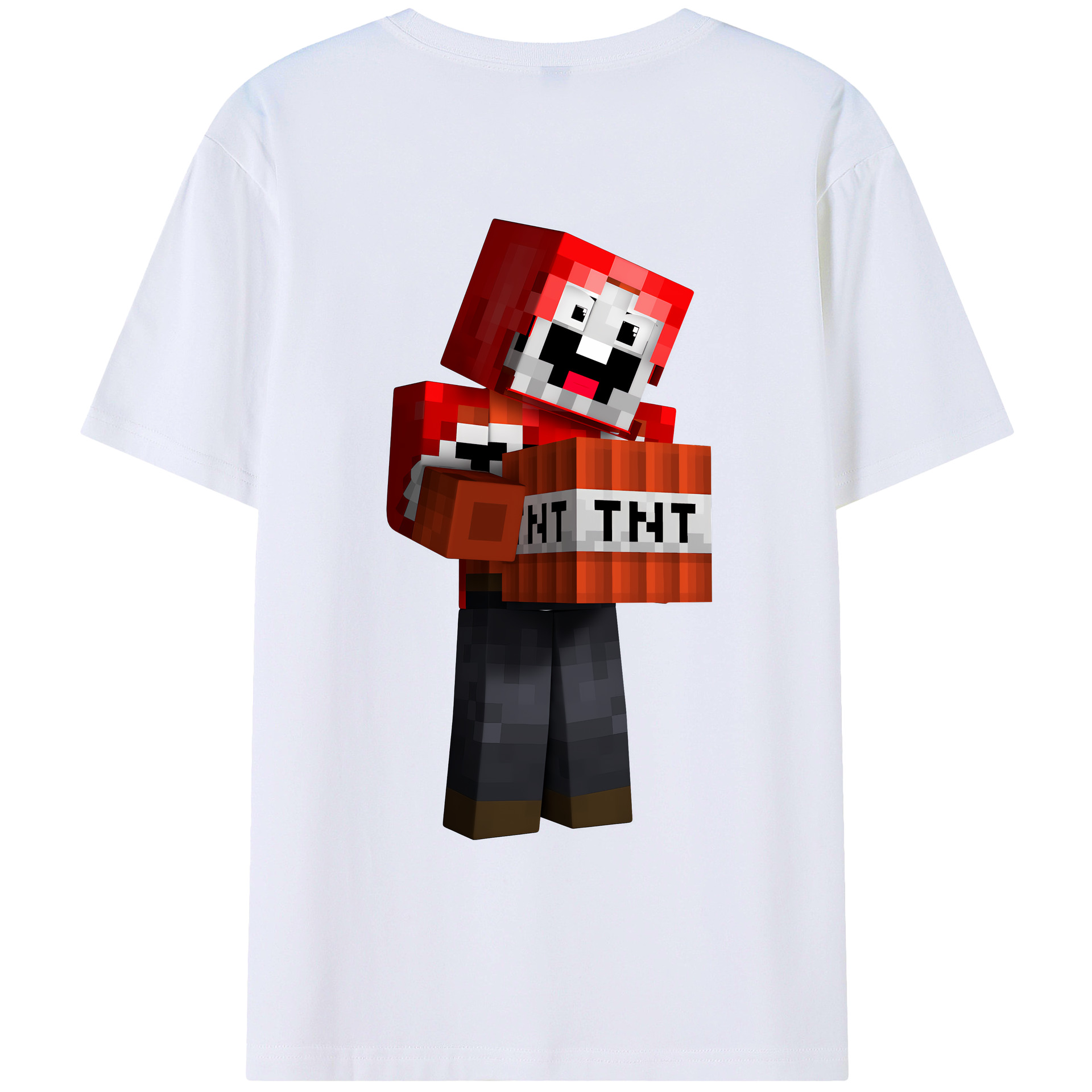 （画像用） マインクラフト ブロックの世界 Minecraft MC Block world 綿100％ メンズ半袖Tシャツ（バックプリント） 通気性