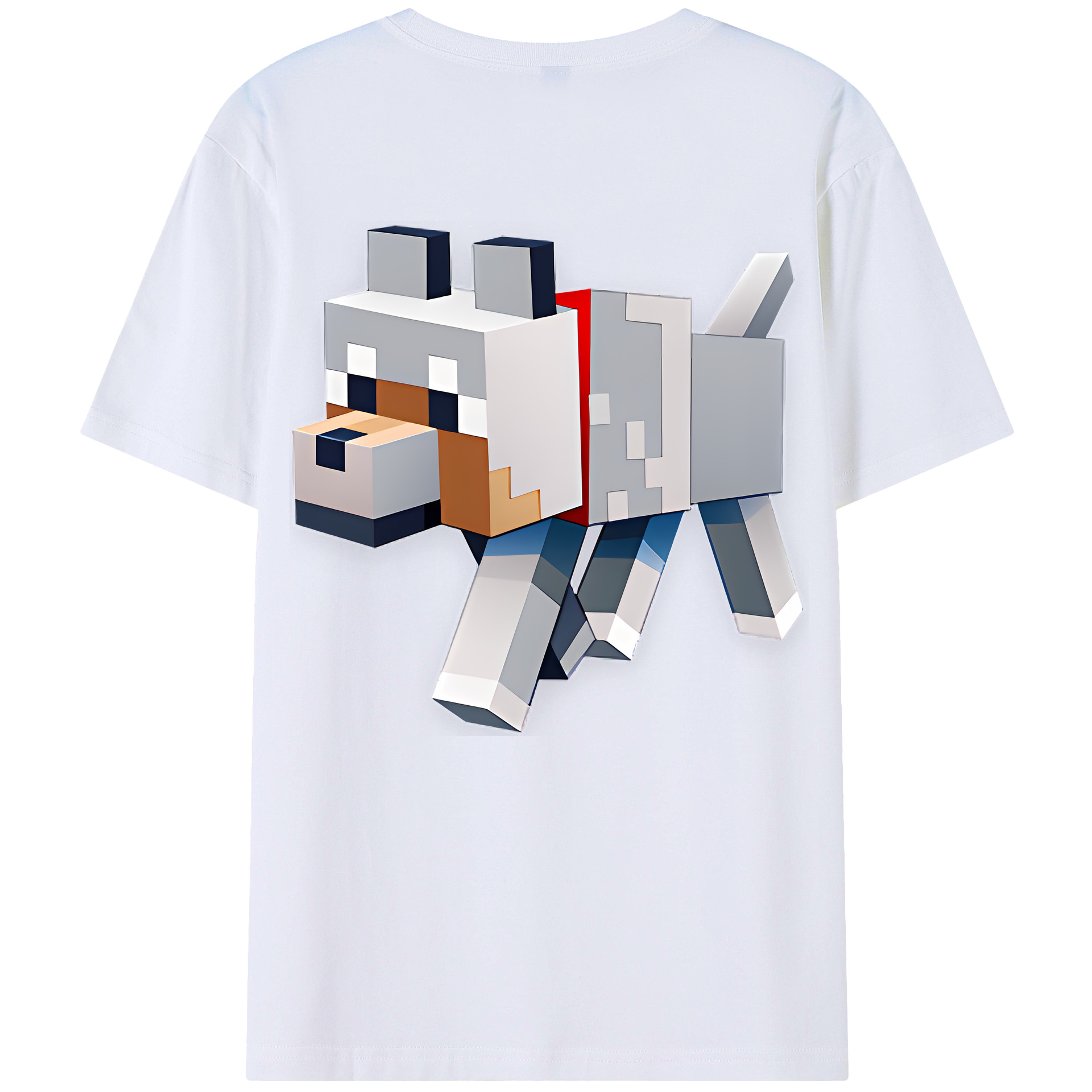（画像用） マインクラフト ブロックの世界 Minecraft MC Block world 綿100％ メンズ半袖Tシャツ（バックプリント） 通気性