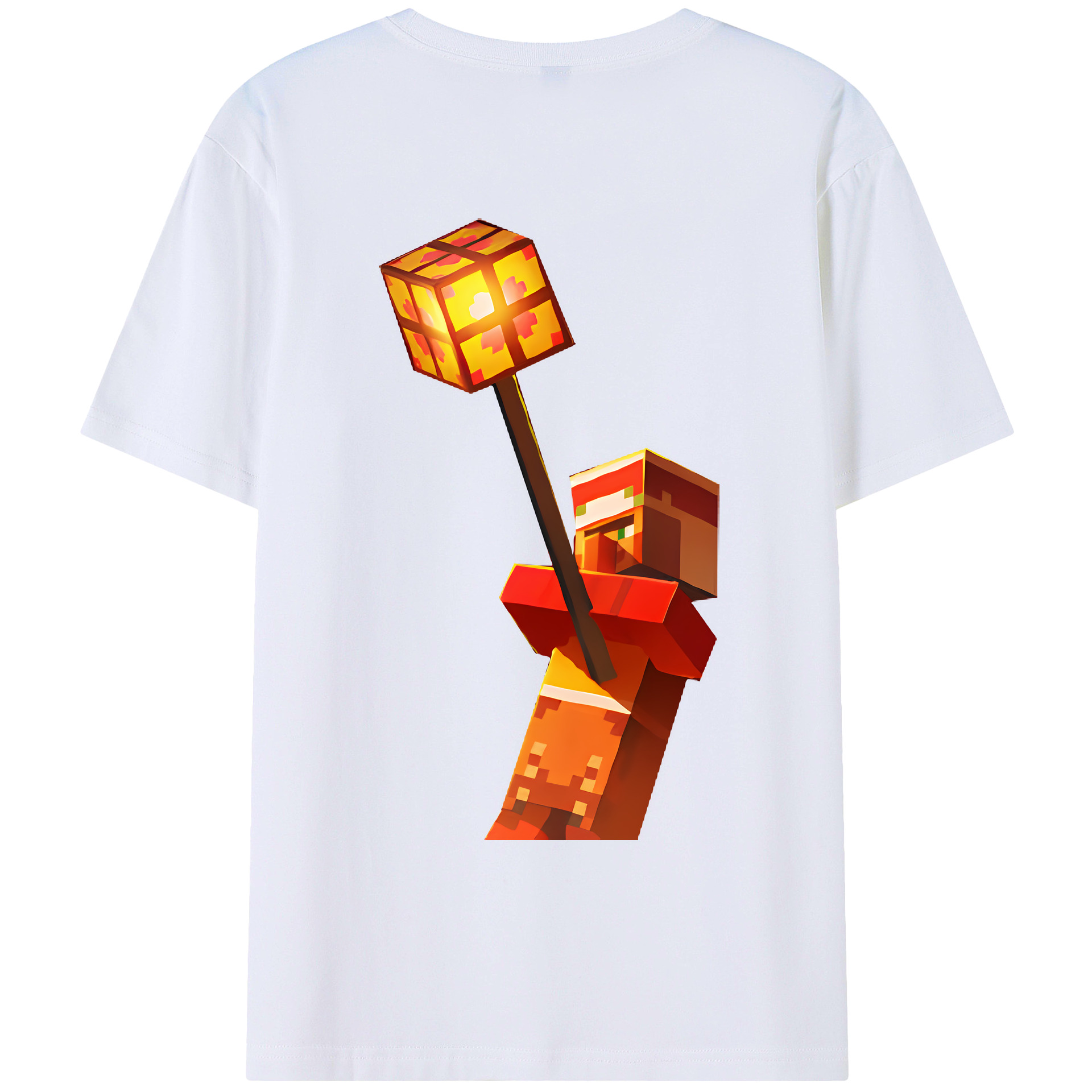 （画像用） マインクラフト ブロックの世界 Minecraft MC Block world 綿100％ メンズ半袖Tシャツ（バックプリント） 通気性