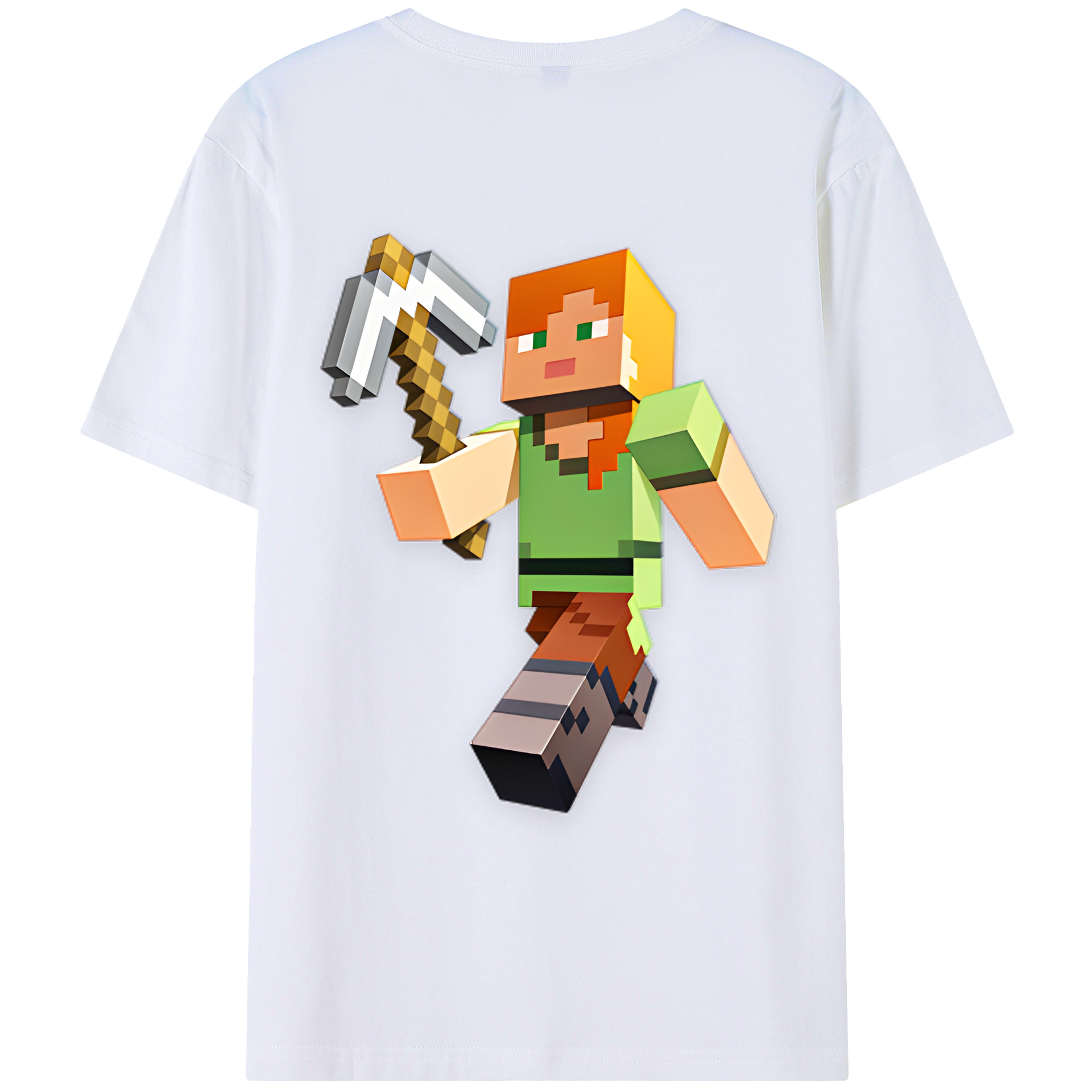 （画像用） マインクラフト ブロックの世界 Minecraft MC Block world 綿100％ メンズ半袖Tシャツ（バックプリント） 通気性
