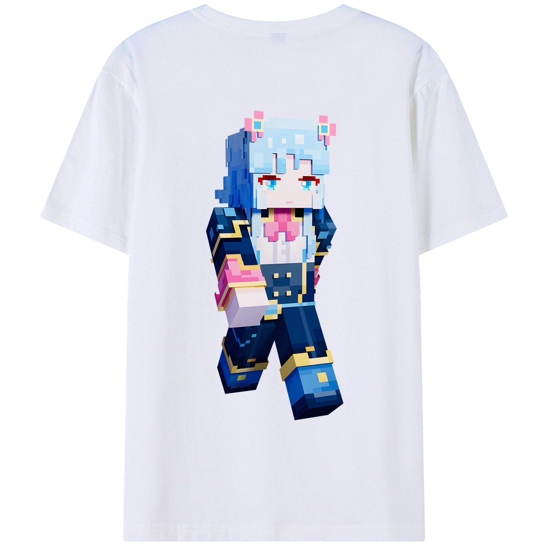 （画像用） マインクラフト ブロックの世界 Minecraft MC Block world 綿100％ メンズ半袖Tシャツ（バックプリント） 通気性