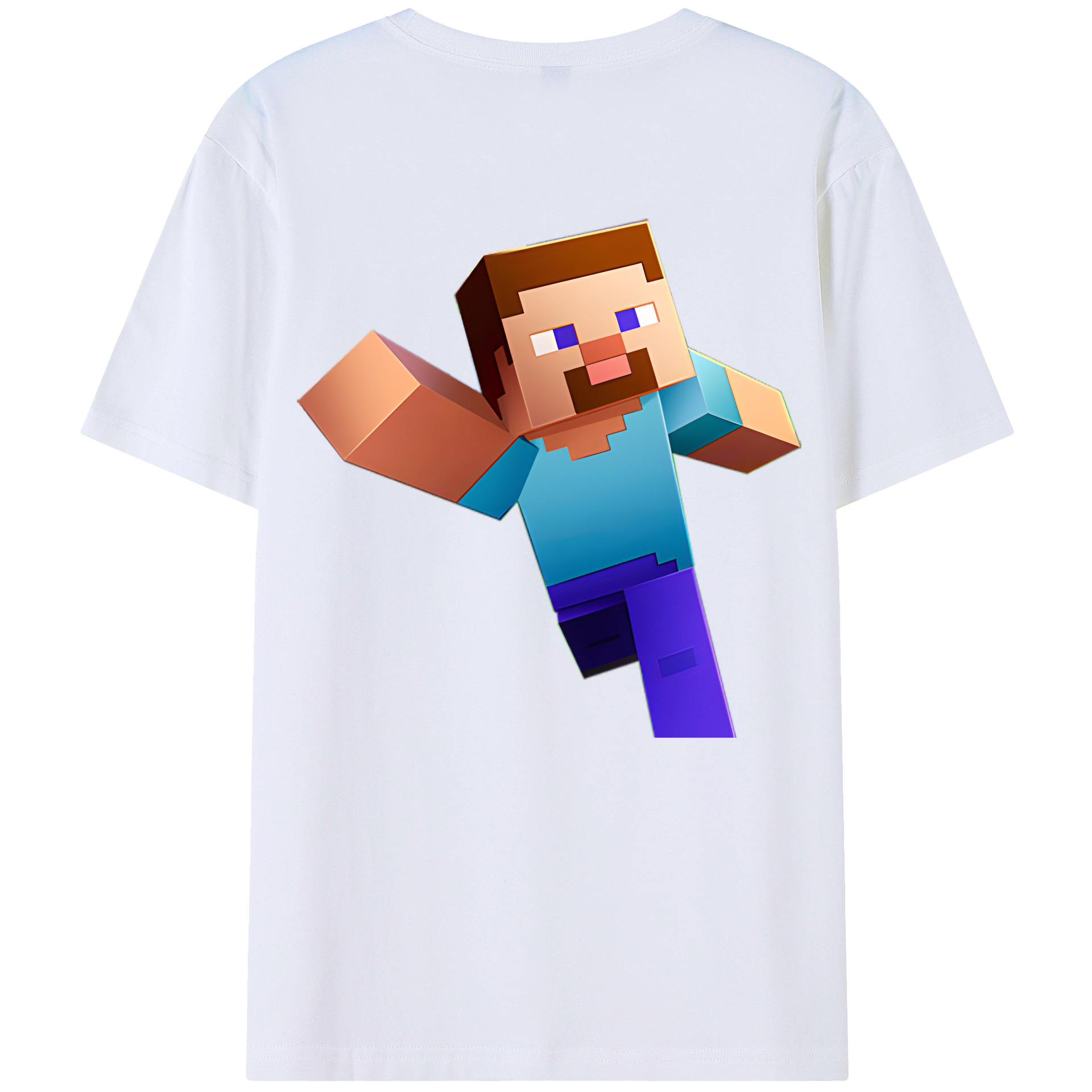 （画像用） マインクラフト ブロックの世界 Minecraft MC Block world 綿100％ メンズ半袖Tシャツ（バックプリント） 通気性