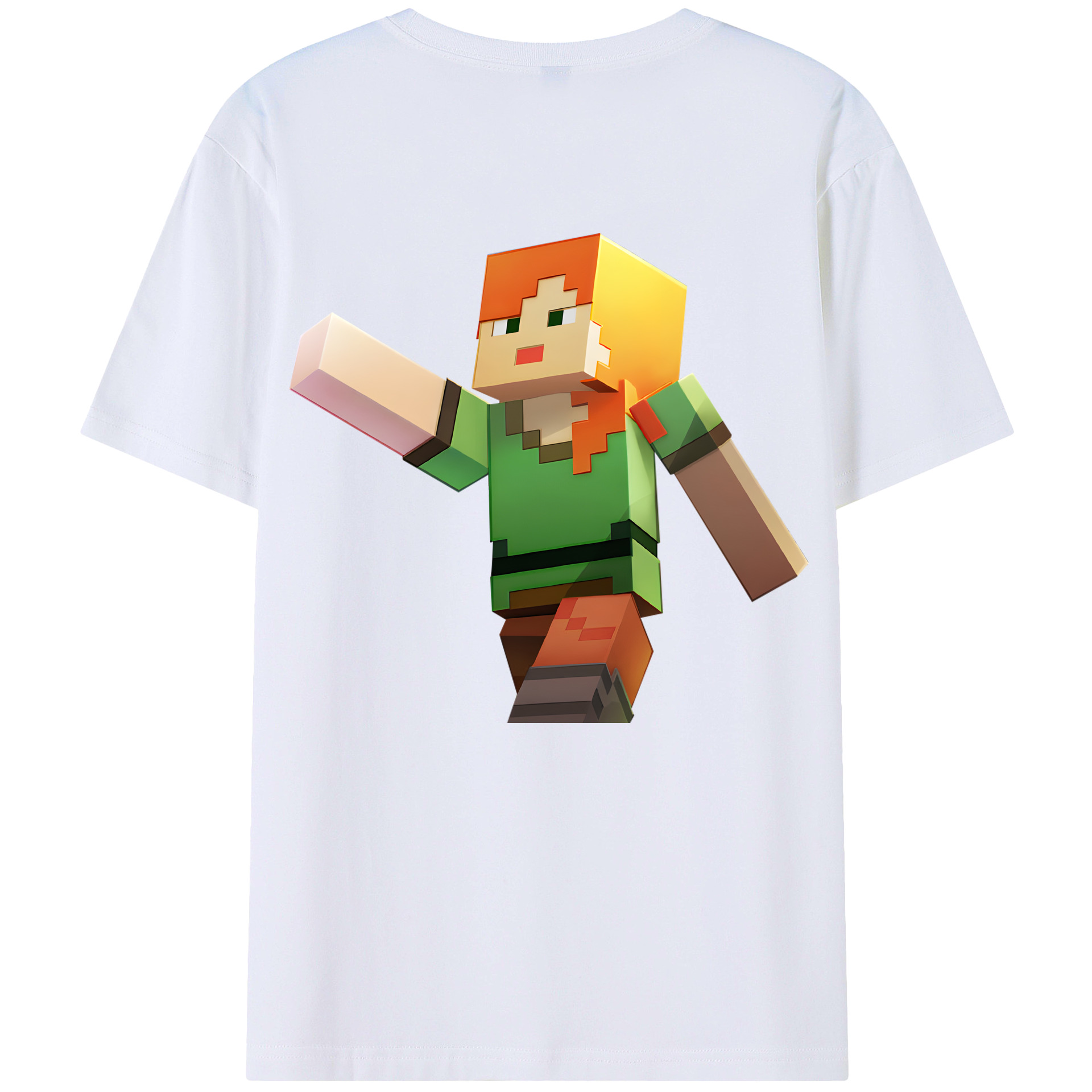 （画像用） マインクラフト ブロックの世界 Minecraft MC Block world 綿100％ メンズ半袖Tシャツ（バックプリント） 通気性