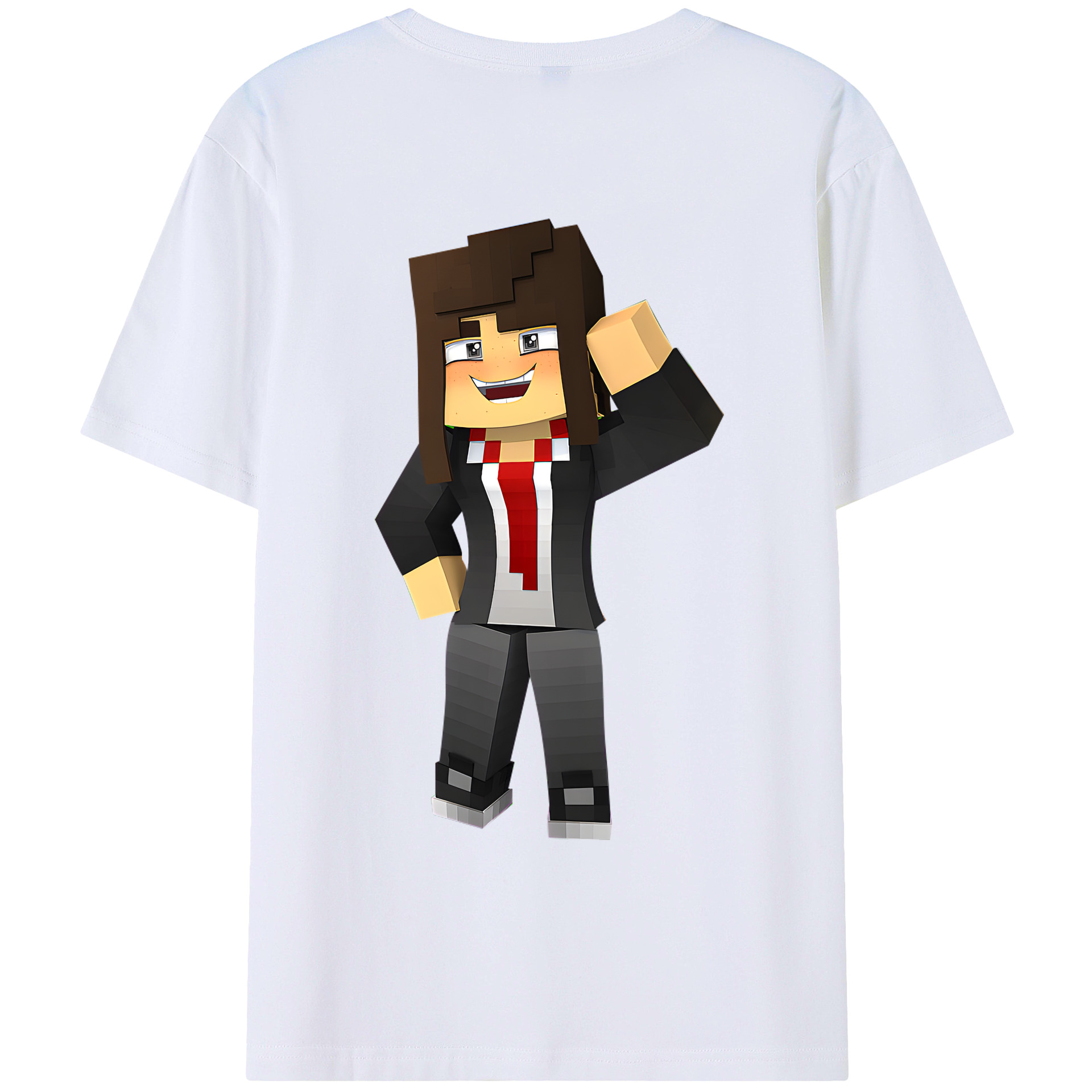 （画像用） マインクラフト ブロックの世界 Minecraft MC Block world 綿100％ メンズ半袖Tシャツ（バックプリント） 通気性