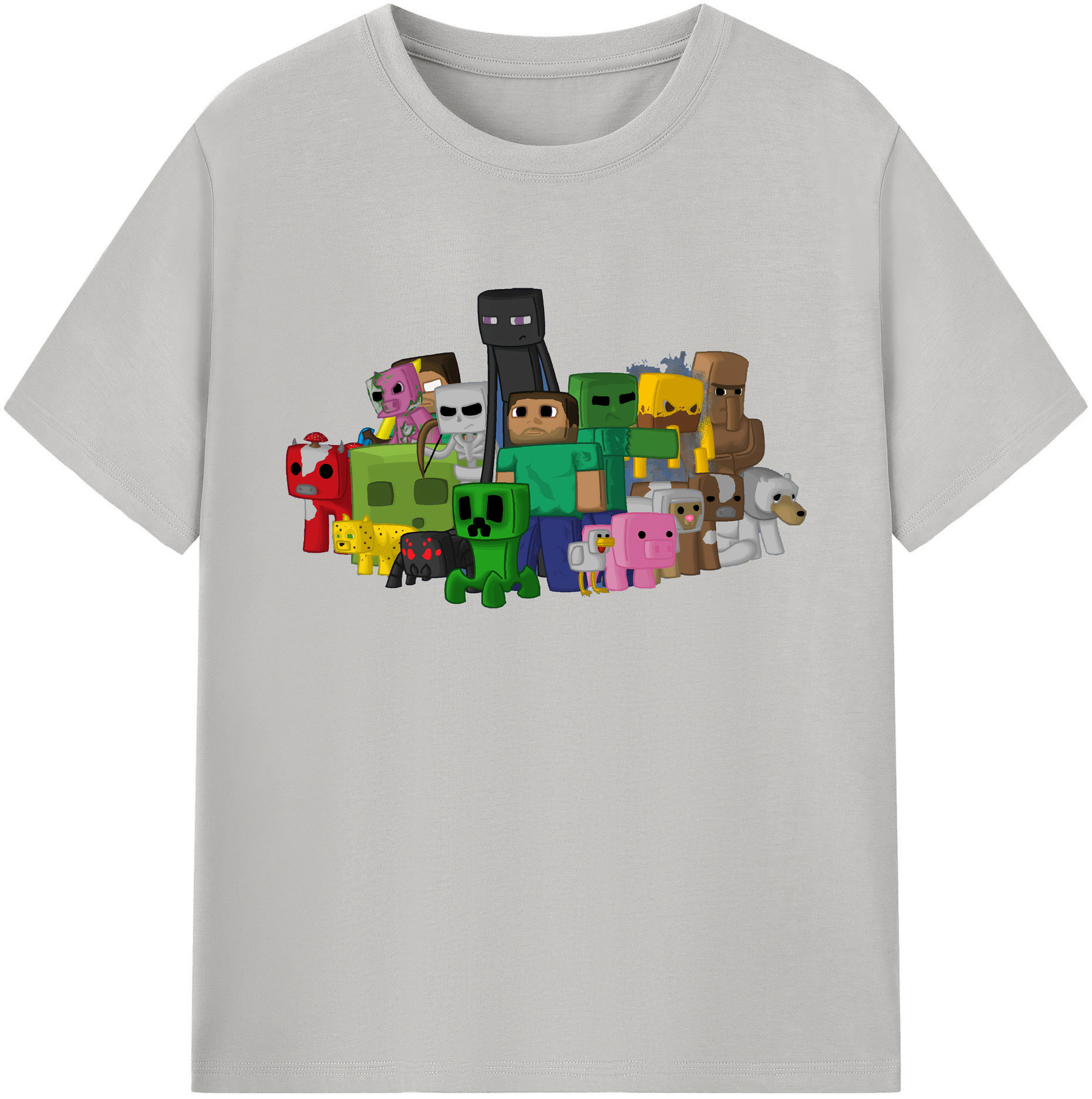 （画像用） マインクラフト ブロックの世界 Minecraft MC Block world 綿100％ メンズ半袖Tシャツ｜肌触りやわらか＆通気性
