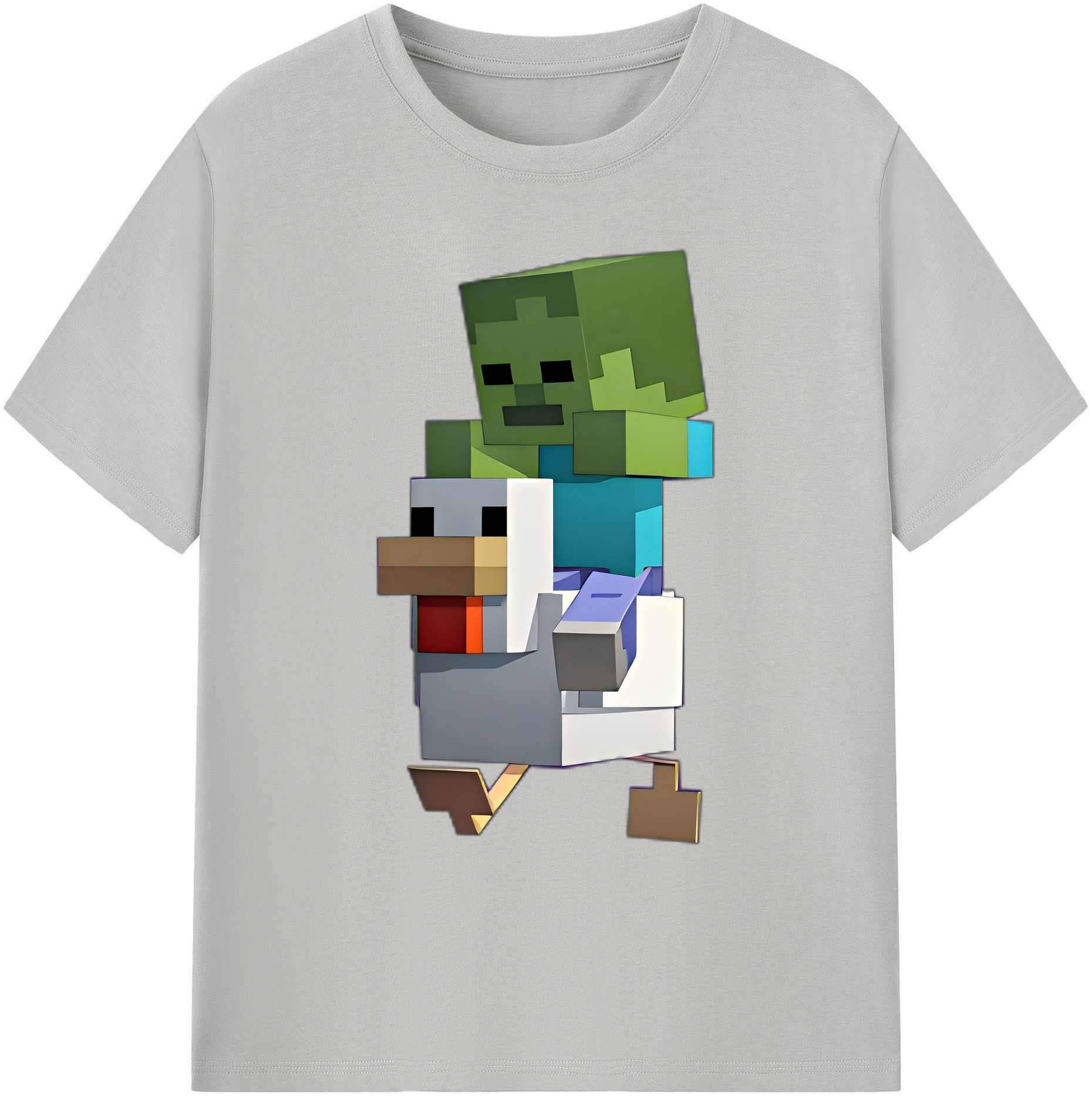 （画像用） マインクラフト ブロックの世界 Minecraft MC Block world 綿100％ メンズ半袖Tシャツ｜肌触りやわらか＆通気性