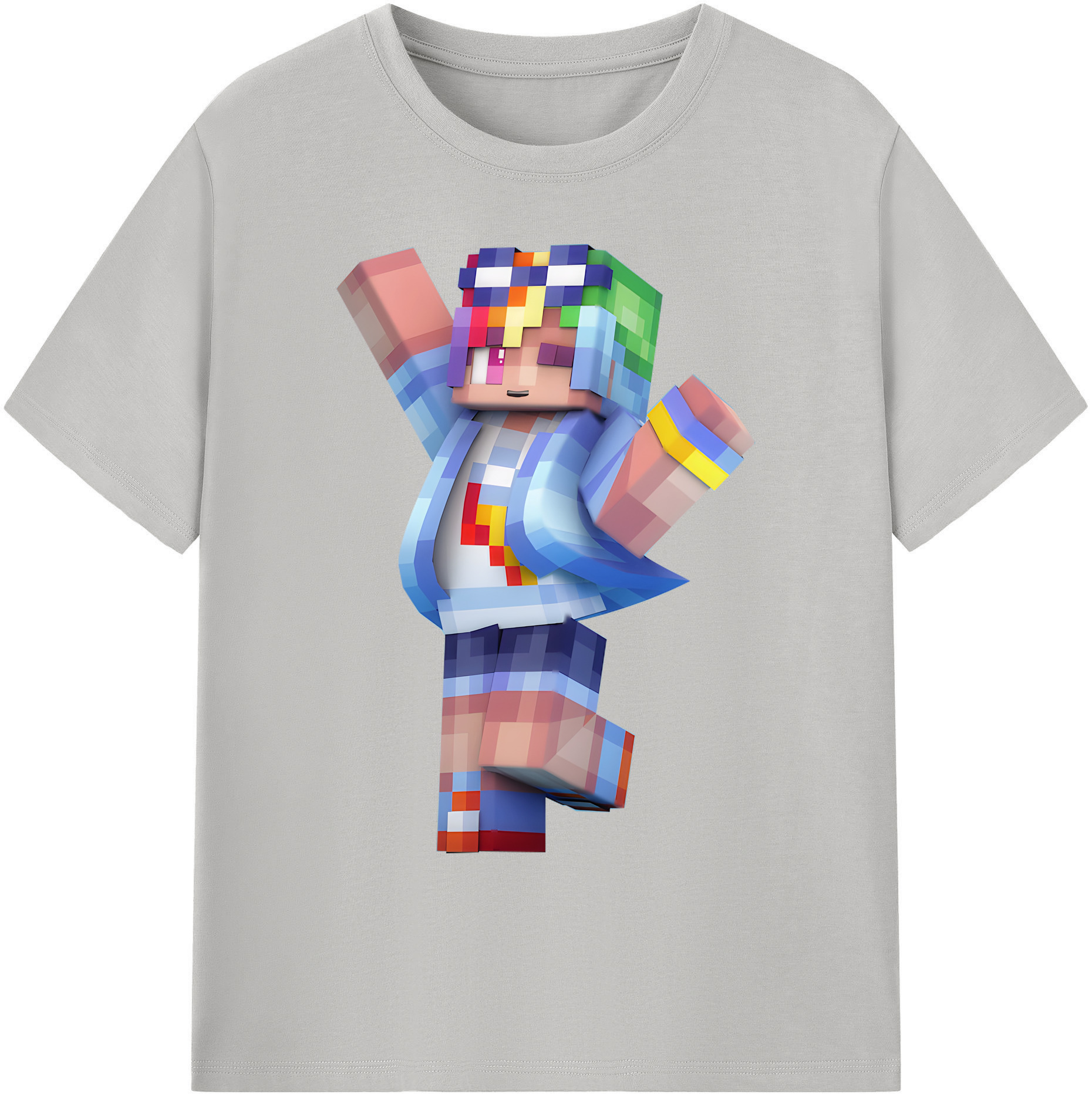 （画像用） マインクラフト ブロックの世界 Minecraft MC Block world 綿100％ メンズ半袖Tシャツ｜肌触りやわらか＆通気性