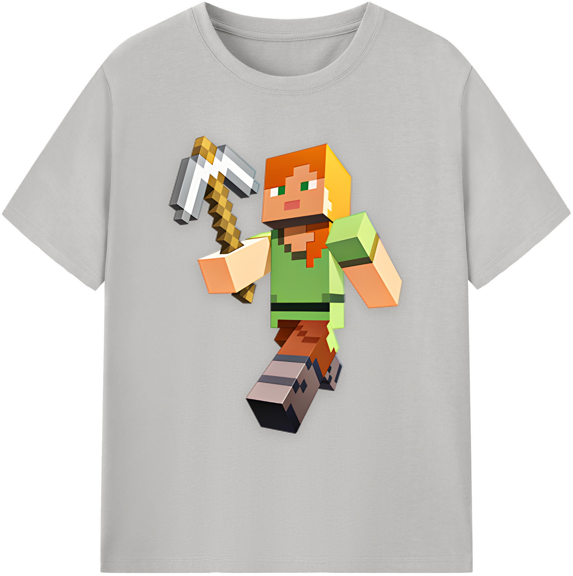 （画像用） マインクラフト ブロックの世界 Minecraft MC Block world 綿100％ メンズ半袖Tシャツ｜肌触りやわらか＆通気性