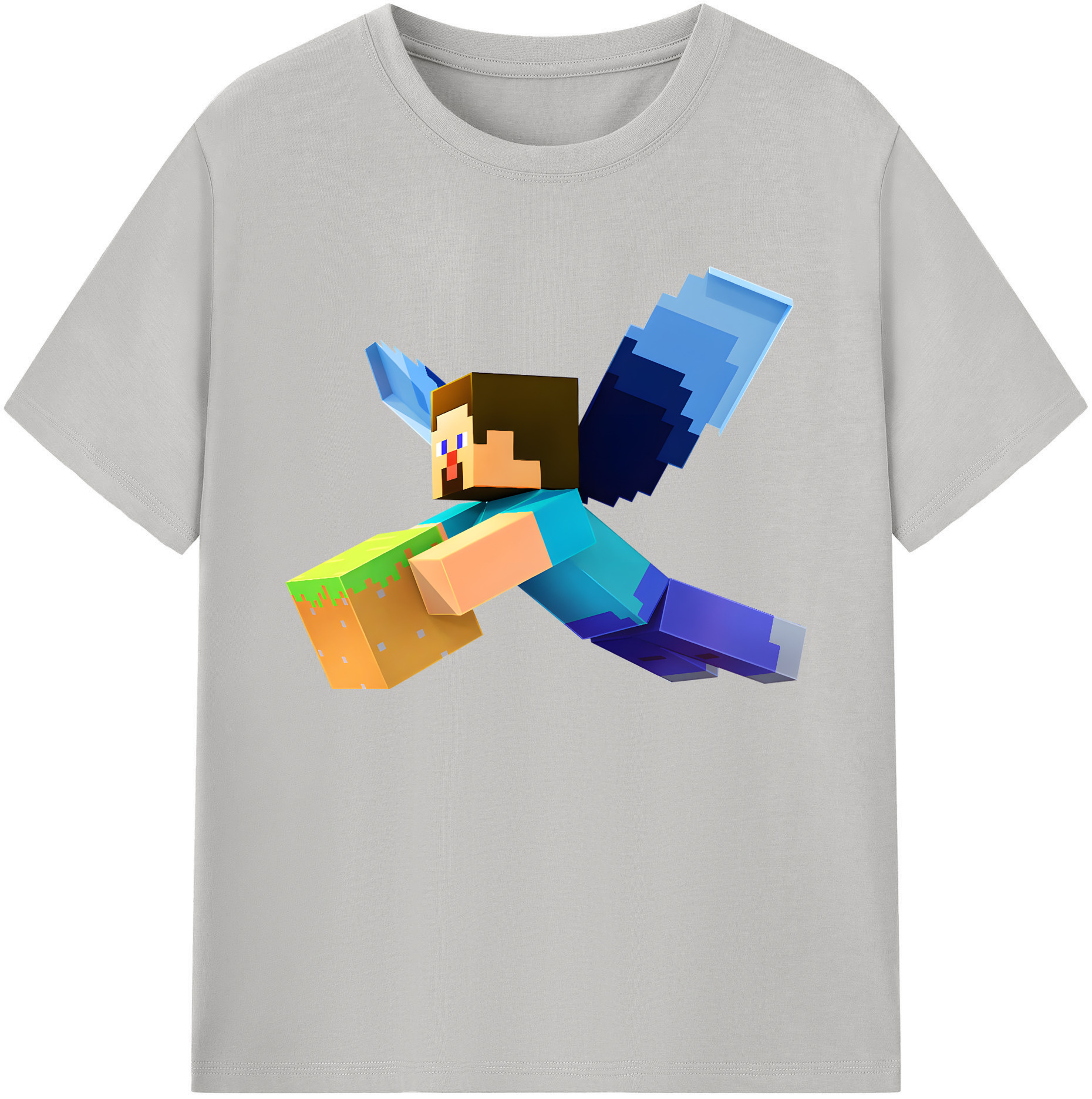 （画像用） マインクラフト ブロックの世界 Minecraft MC Block world 綿100％ メンズ半袖Tシャツ｜肌触りやわらか＆通気性