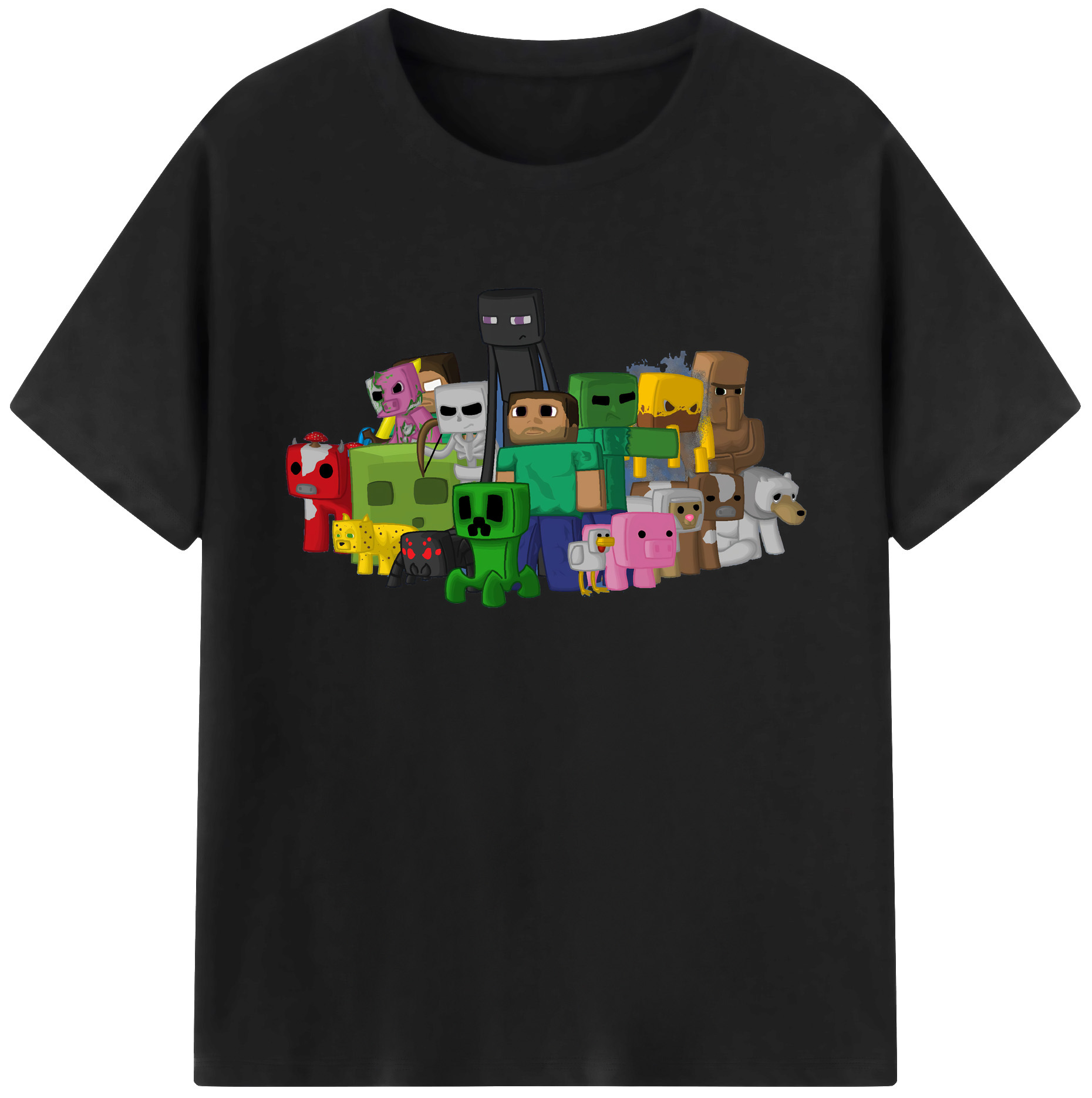 （画像用） マインクラフト ブロックの世界 Minecraft MC Block world 綿100％ メンズ半袖Tシャツ｜肌触りやわらか＆通気性