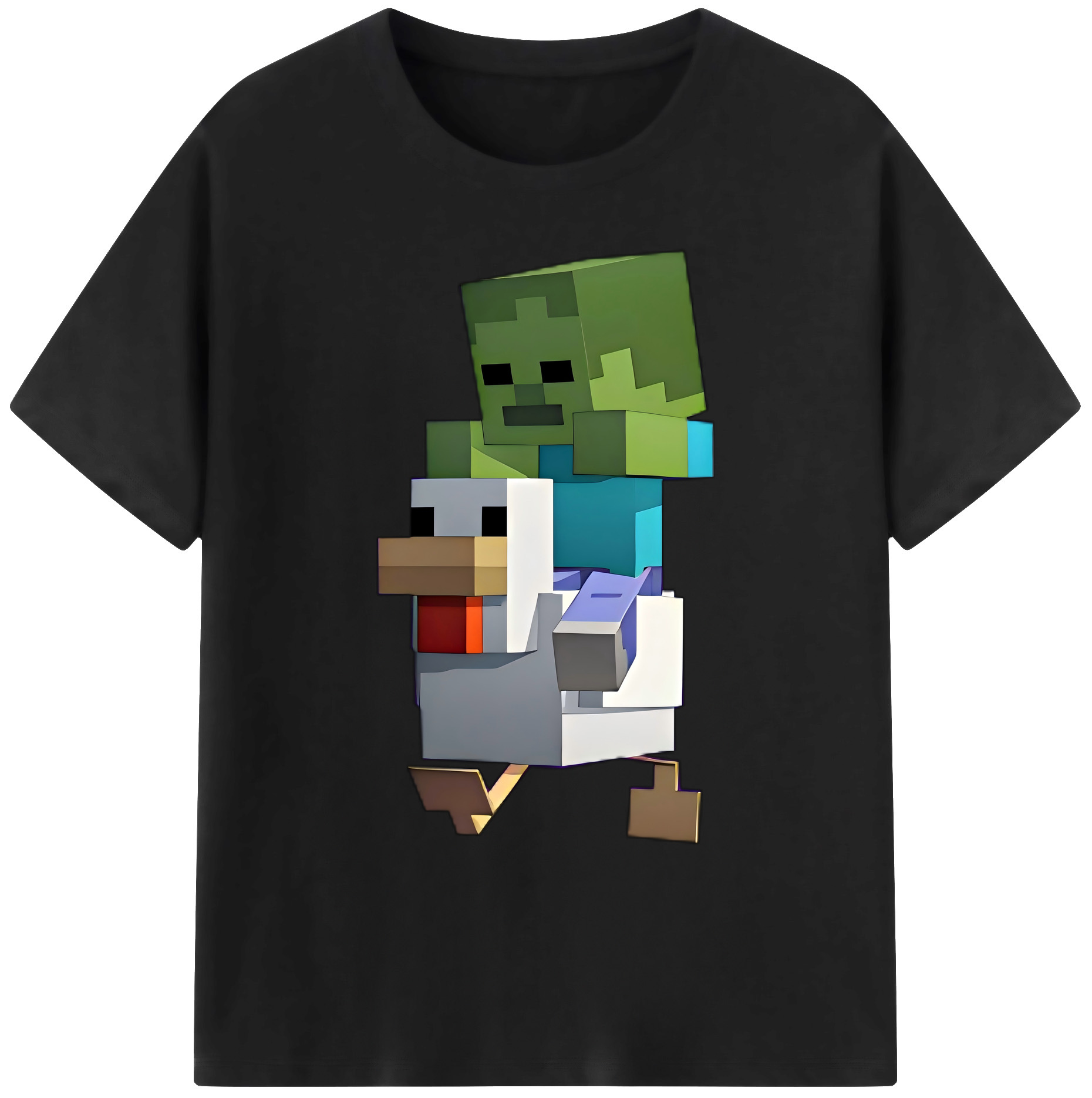 （画像用） マインクラフト ブロックの世界 Minecraft MC Block world 綿100％ メンズ半袖Tシャツ｜肌触りやわらか＆通気性