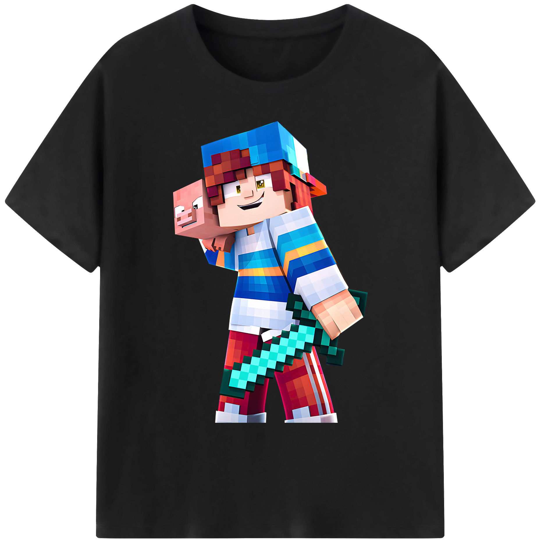 （画像用） マインクラフト ブロックの世界 Minecraft MC Block world 綿100％ メンズ半袖Tシャツ｜肌触りやわらか＆通気性