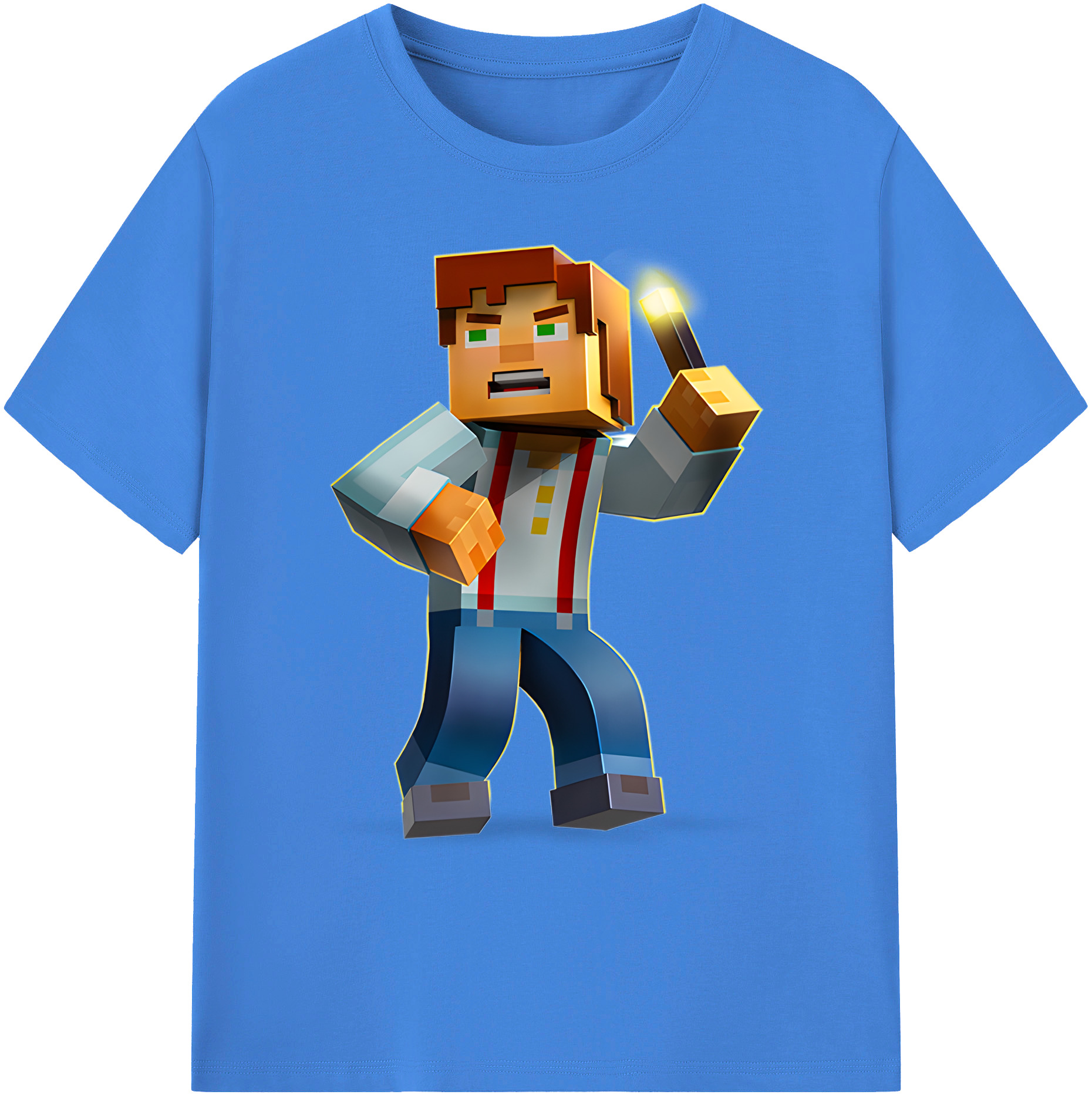 （画像用） マインクラフト ブロックの世界 Minecraft MC Block world 綿100％ メンズ半袖Tシャツ｜肌触りやわらか＆通気性