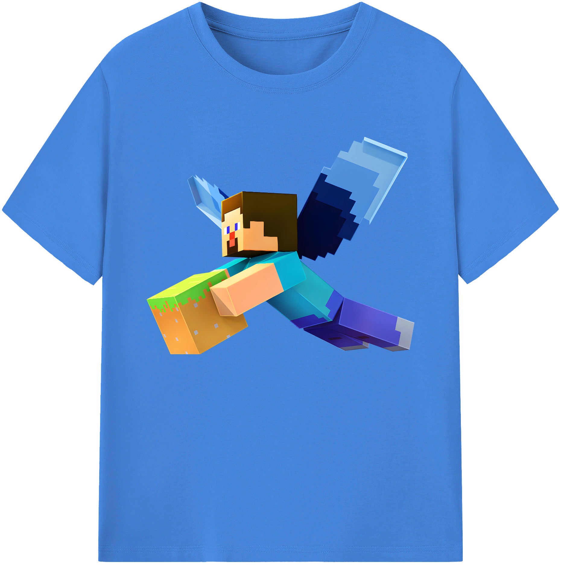 （画像用） マインクラフト ブロックの世界 Minecraft MC Block world 綿100％ メンズ半袖Tシャツ｜肌触りやわらか＆通気性