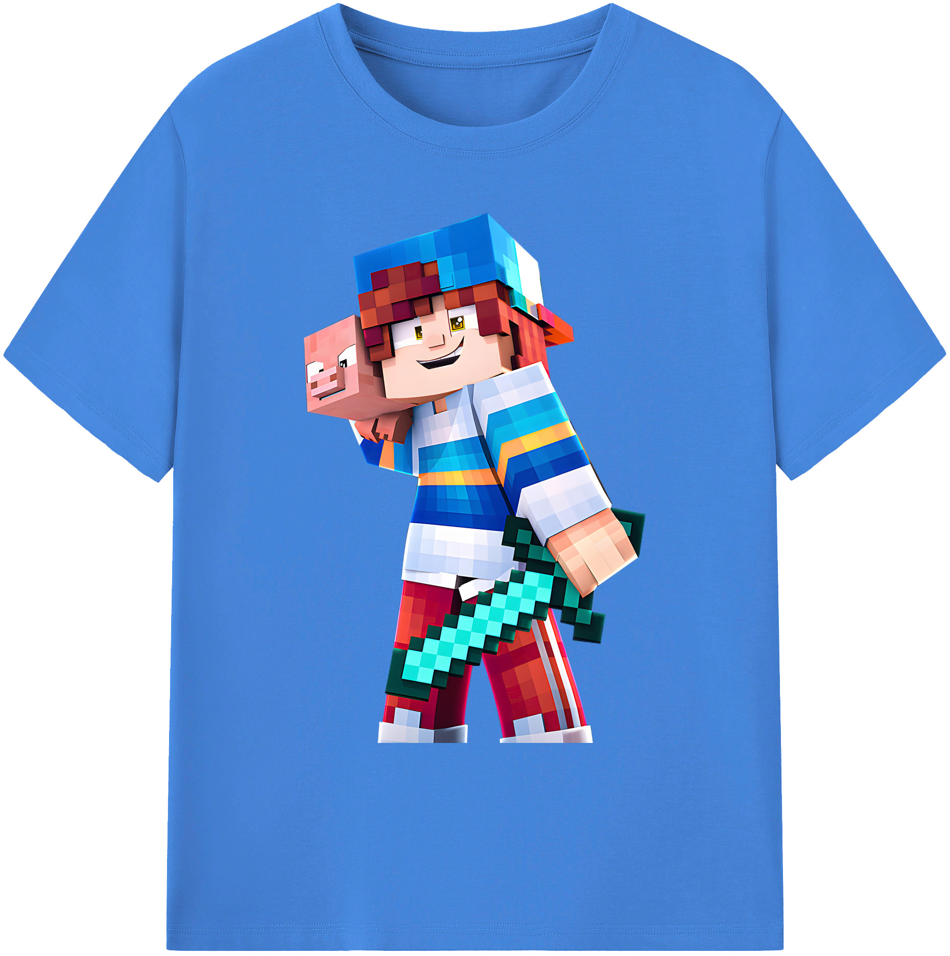 （画像用） マインクラフト ブロックの世界 Minecraft MC Block world 綿100％ メンズ半袖Tシャツ｜肌触りやわらか＆通気性