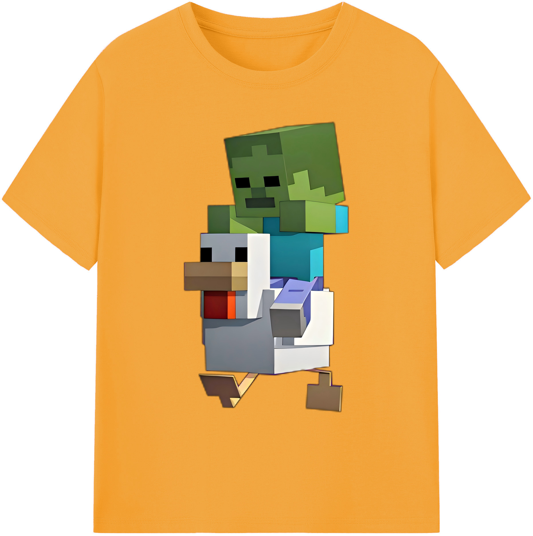 （画像用） マインクラフト ブロックの世界 Minecraft MC Block world 綿100％ メンズ半袖Tシャツ｜肌触りやわらか＆通気性
