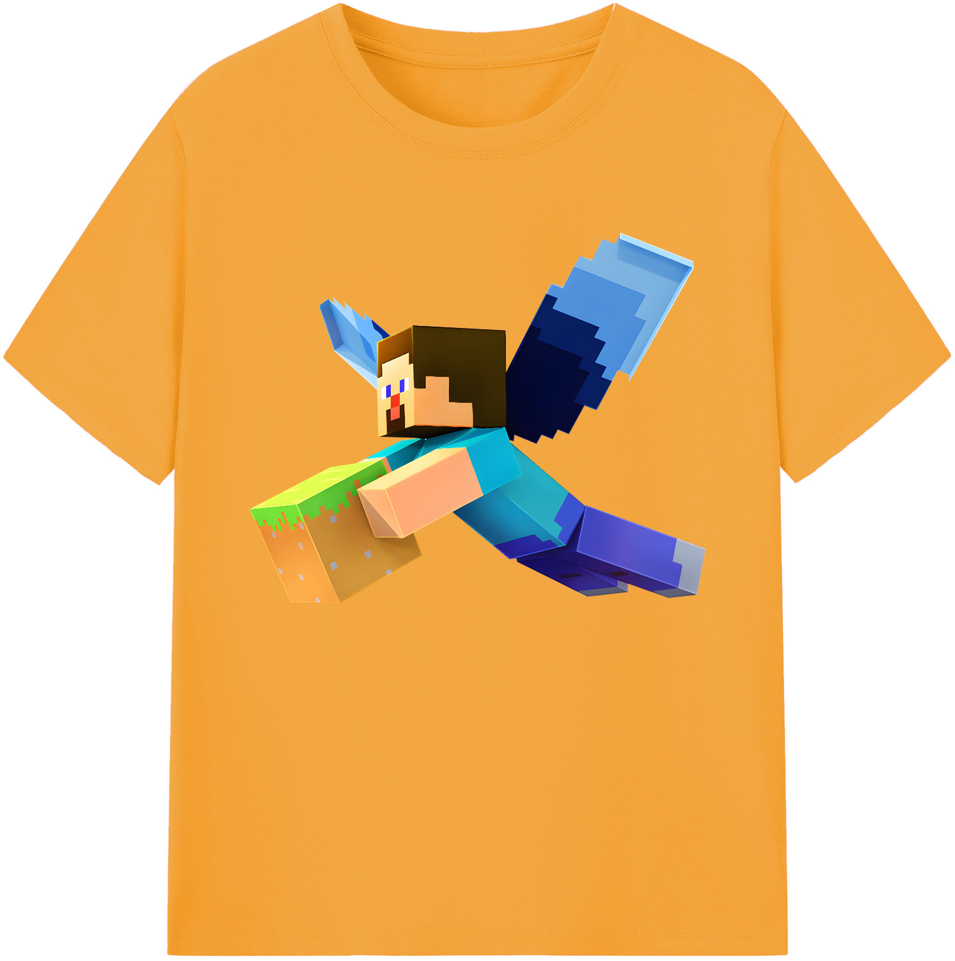 （画像用） マインクラフト ブロックの世界 Minecraft MC Block world 綿100％ メンズ半袖Tシャツ｜肌触りやわらか＆通気性