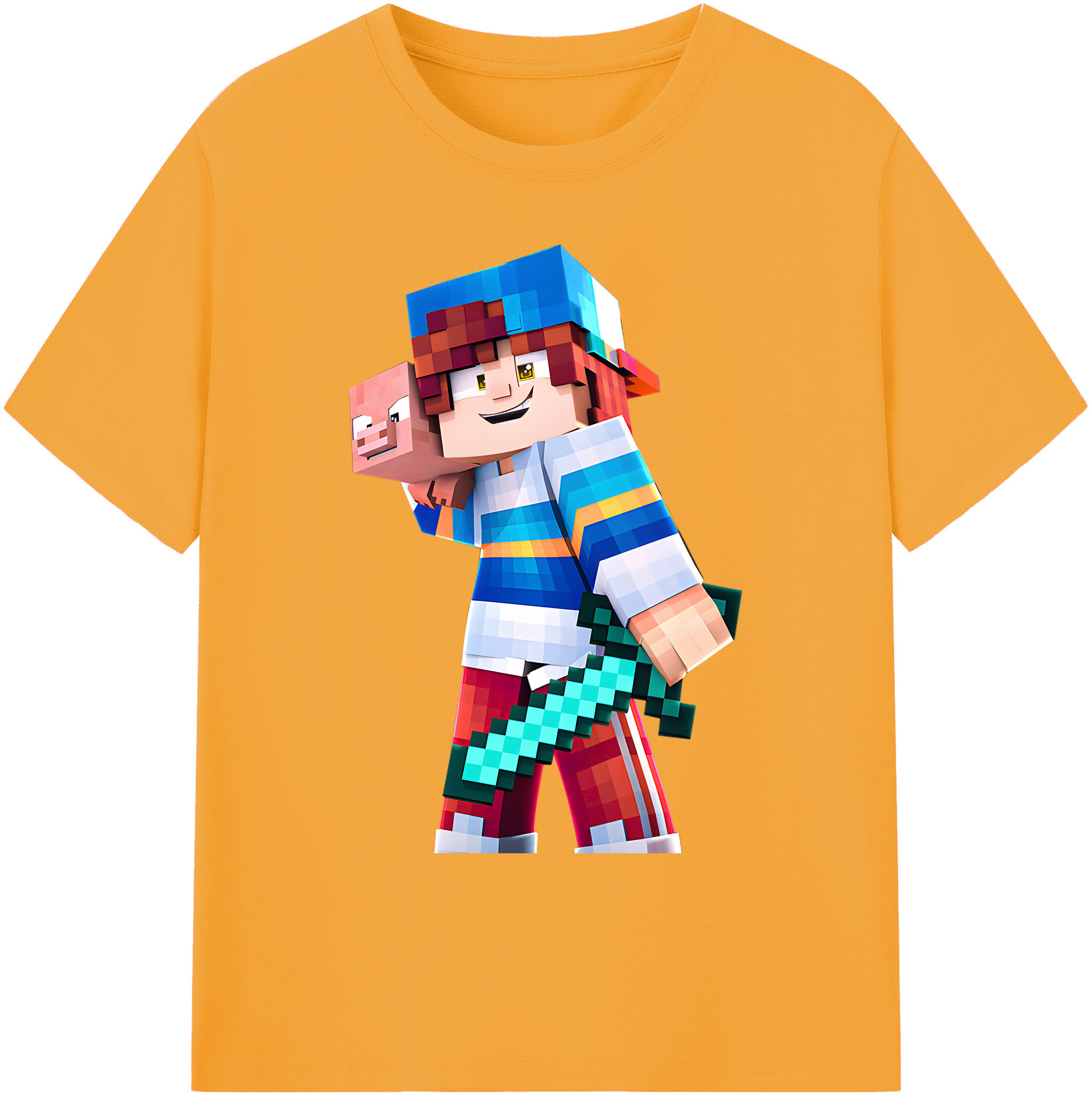 （画像用） マインクラフト ブロックの世界 Minecraft MC Block world 綿100％ メンズ半袖Tシャツ｜肌触りやわらか＆通気性