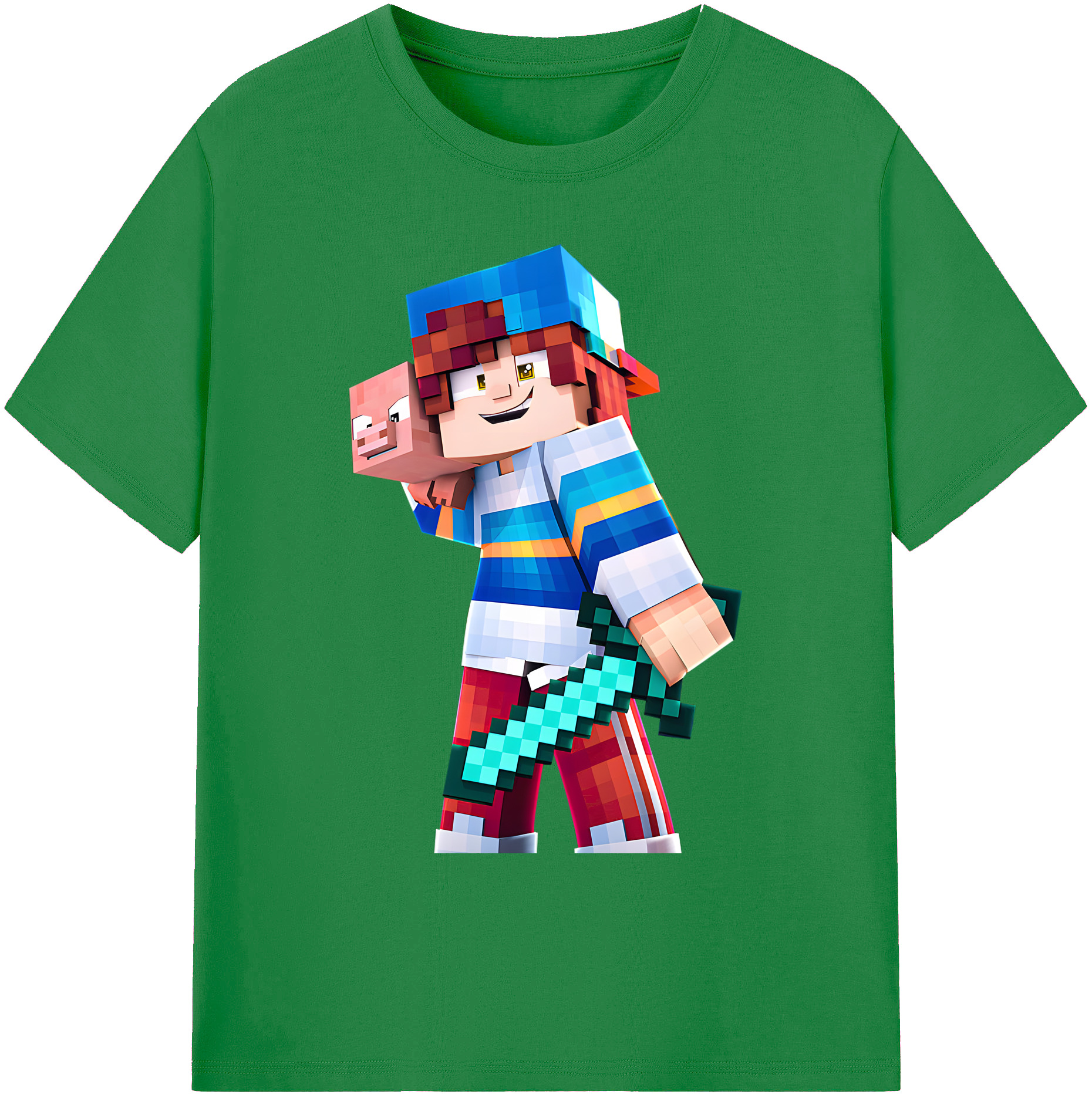 （画像用） マインクラフト ブロックの世界 Minecraft MC Block world 綿100％ メンズ半袖Tシャツ｜肌触りやわらか＆通気性