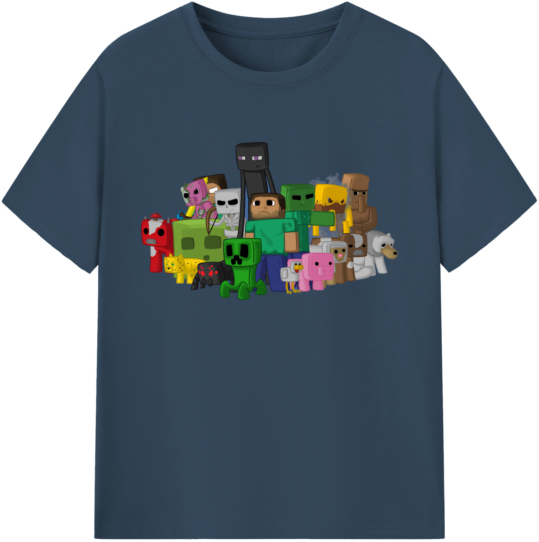 （画像用） マインクラフト ブロックの世界 Minecraft MC Block world 綿100％ メンズ半袖Tシャツ｜肌触りやわらか＆通気性