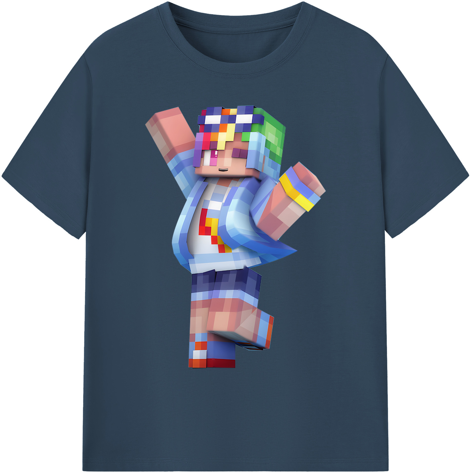 （画像用） マインクラフト ブロックの世界 Minecraft MC Block world 綿100％ メンズ半袖Tシャツ｜肌触りやわらか＆通気性