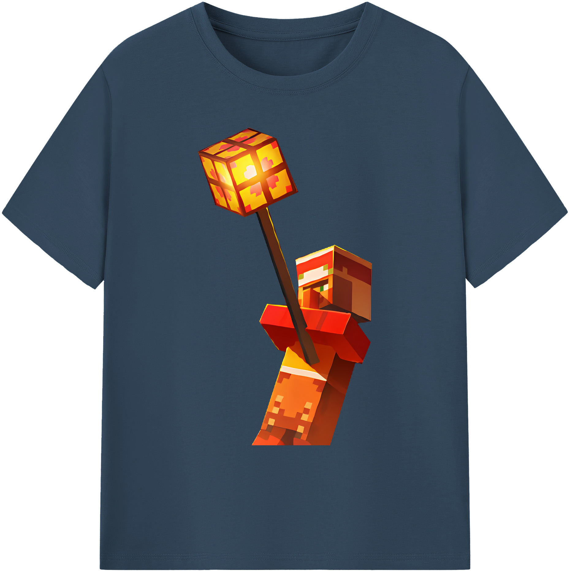 （画像用） マインクラフト ブロックの世界 Minecraft MC Block world 綿100％ メンズ半袖Tシャツ｜肌触りやわらか＆通気性