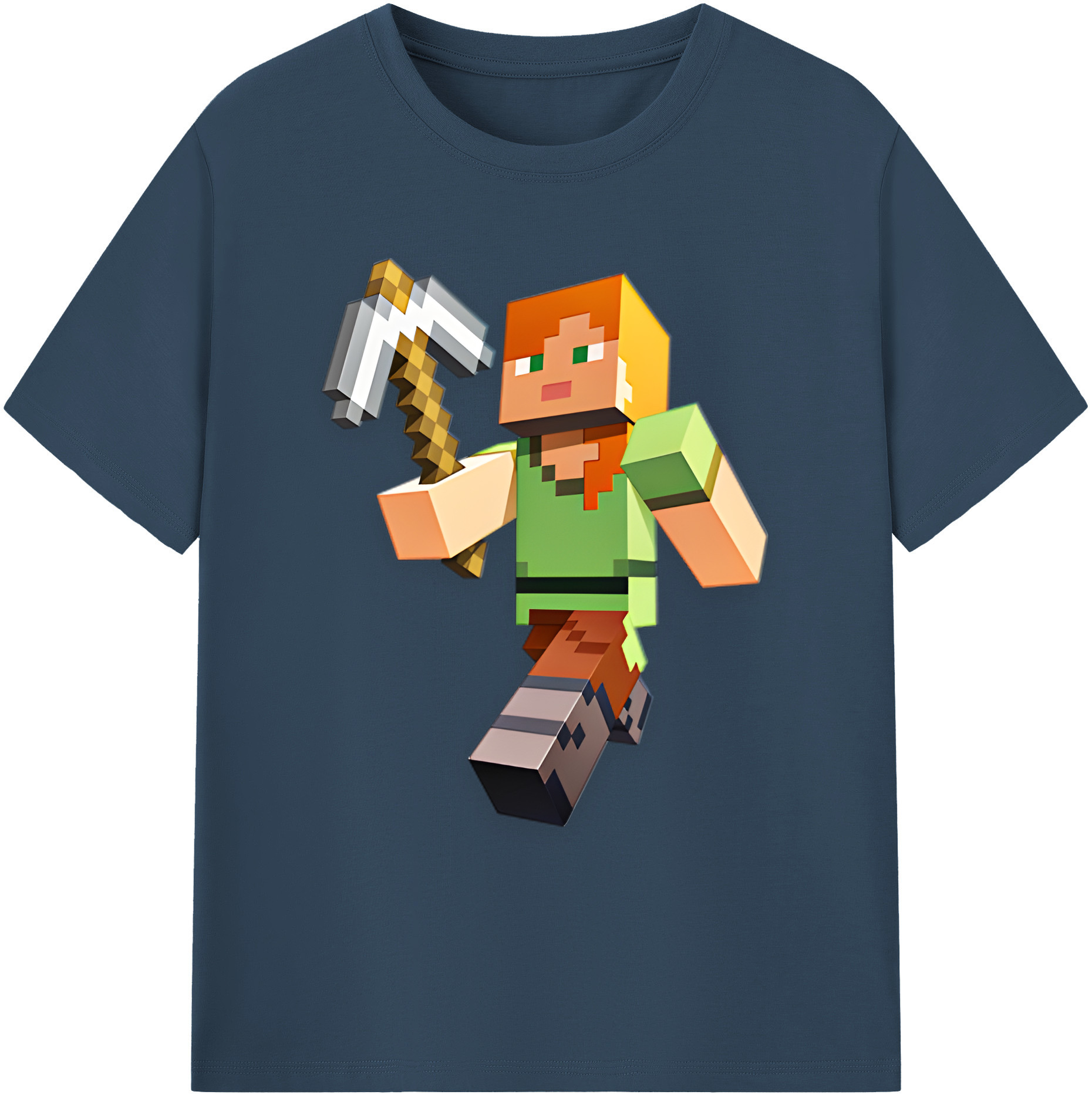（画像用） マインクラフト ブロックの世界 Minecraft MC Block world 綿100％ メンズ半袖Tシャツ｜肌触りやわらか＆通気性