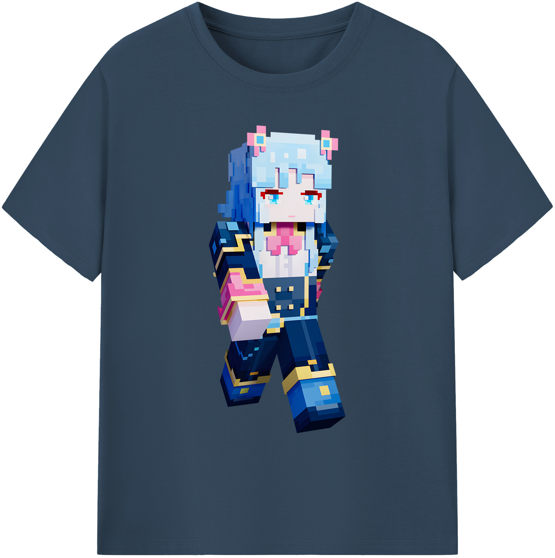 （画像用） マインクラフト ブロックの世界 Minecraft MC Block world 綿100％ メンズ半袖Tシャツ｜肌触りやわらか＆通気性