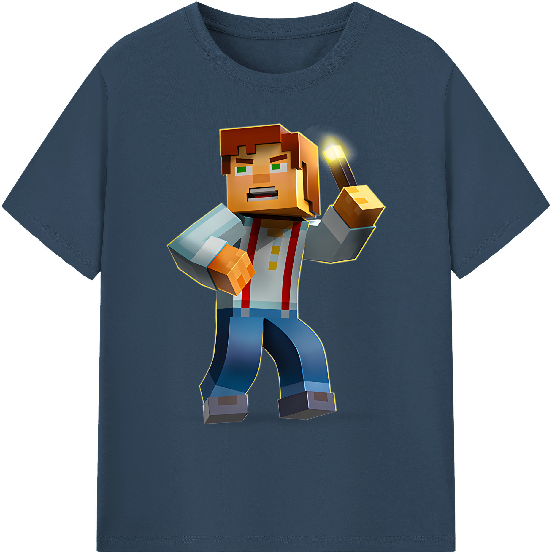 （画像用） マインクラフト ブロックの世界 Minecraft MC Block world 綿100％ メンズ半袖Tシャツ｜肌触りやわらか＆通気性