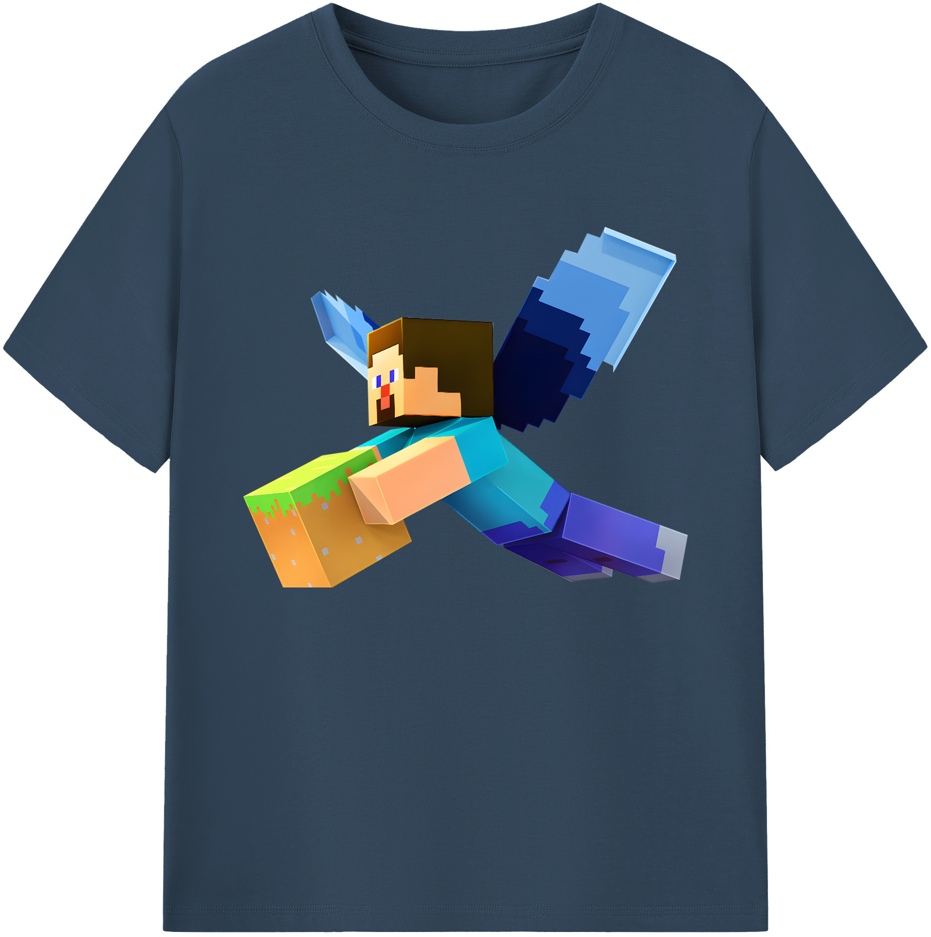 （画像用） マインクラフト ブロックの世界 Minecraft MC Block world 綿100％ メンズ半袖Tシャツ｜肌触りやわらか＆通気性
