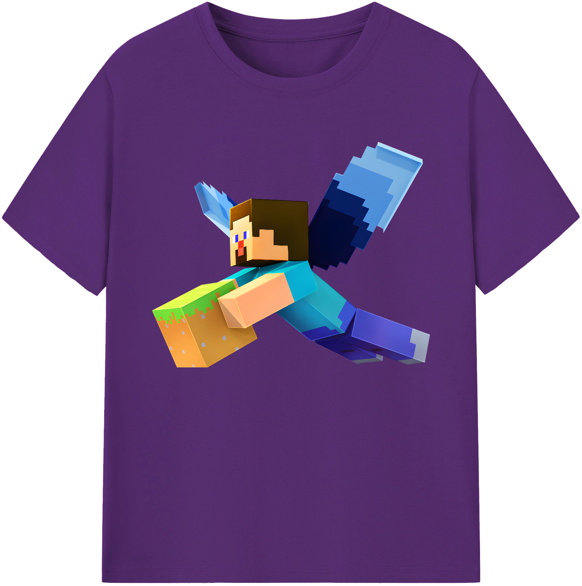 （画像用） マインクラフト ブロックの世界 Minecraft MC Block world 綿100％ メンズ半袖Tシャツ｜肌触りやわらか＆通気性