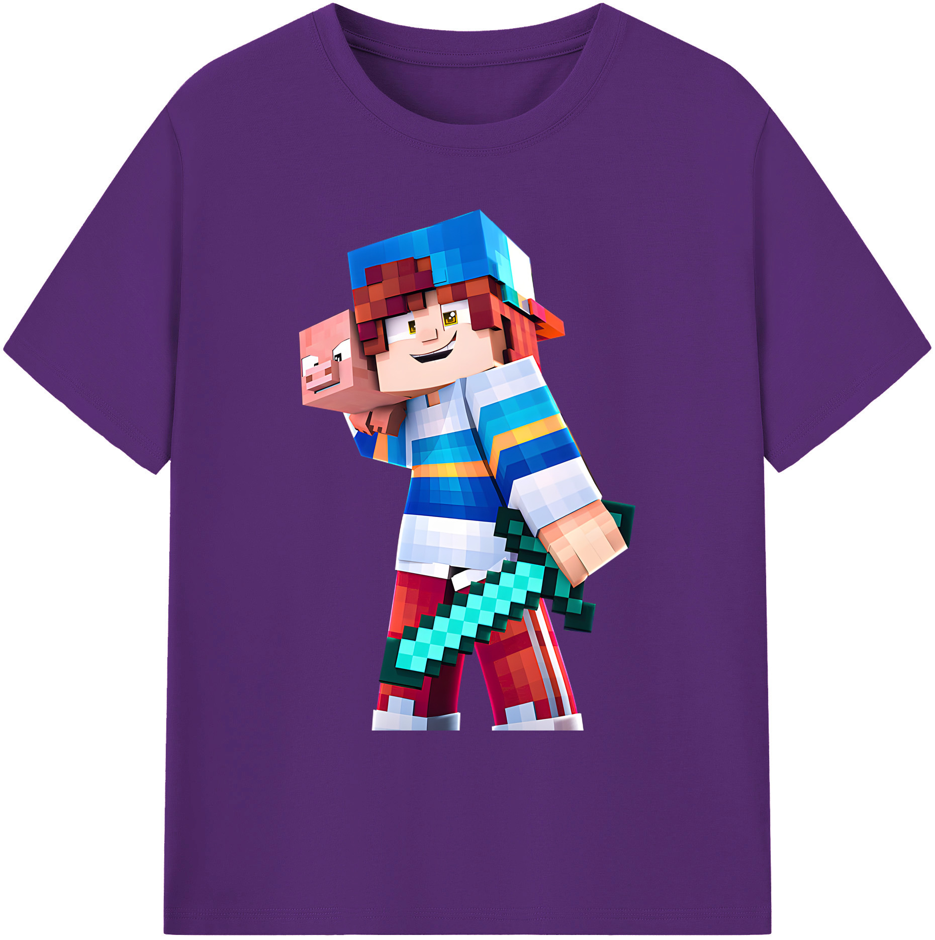 （画像用） マインクラフト ブロックの世界 Minecraft MC Block world 綿100％ メンズ半袖Tシャツ｜肌触りやわらか＆通気性