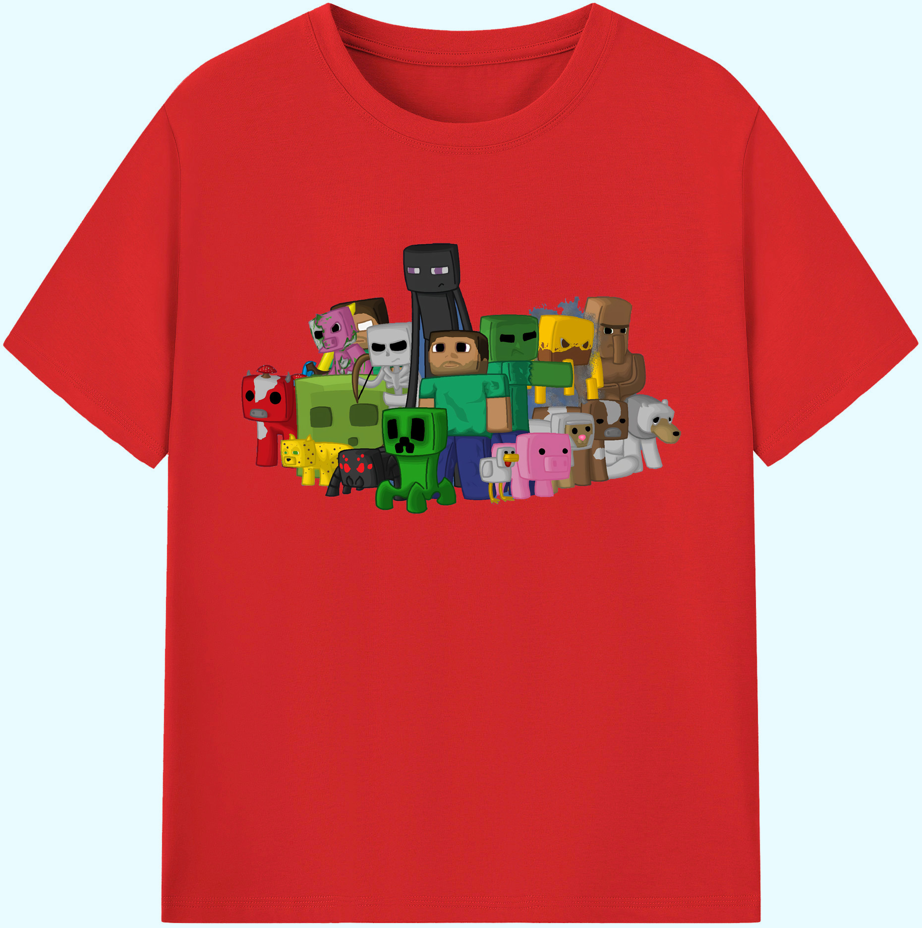 （画像用） マインクラフト ブロックの世界 Minecraft MC Block world 綿100％ メンズ半袖Tシャツ｜肌触りやわらか＆通気性