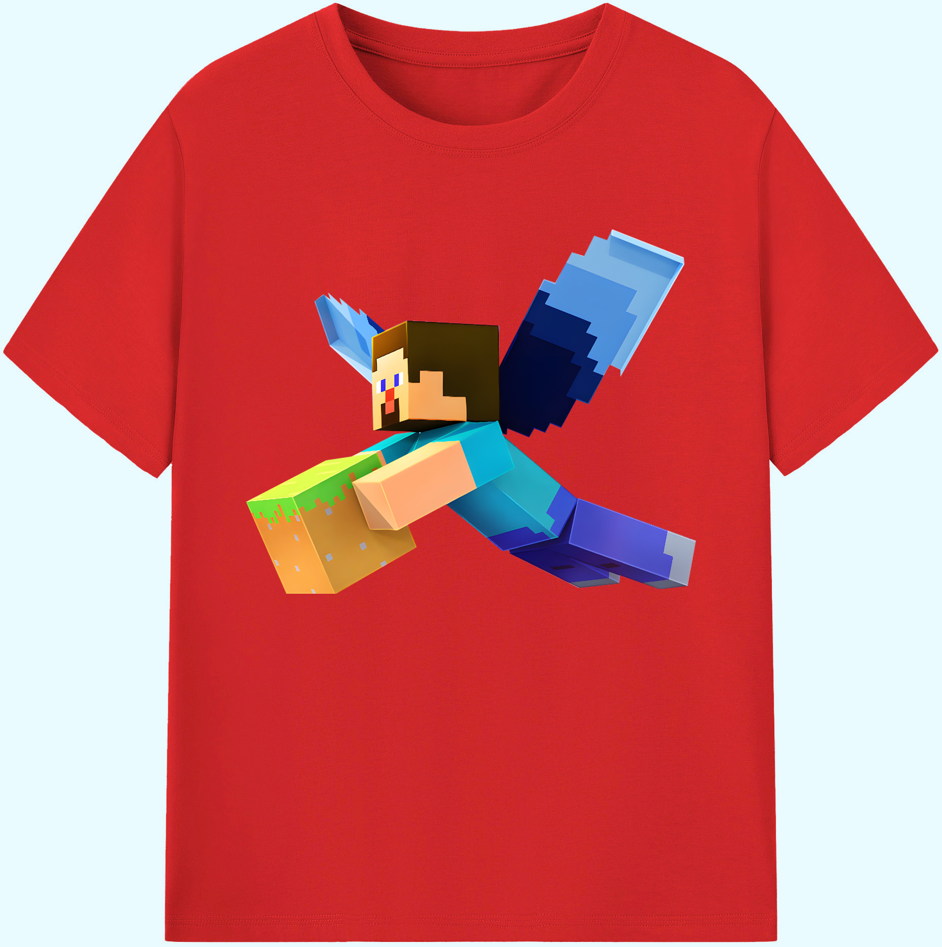 （画像用） マインクラフト ブロックの世界 Minecraft MC Block world 綿100％ メンズ半袖Tシャツ｜肌触りやわらか＆通気性