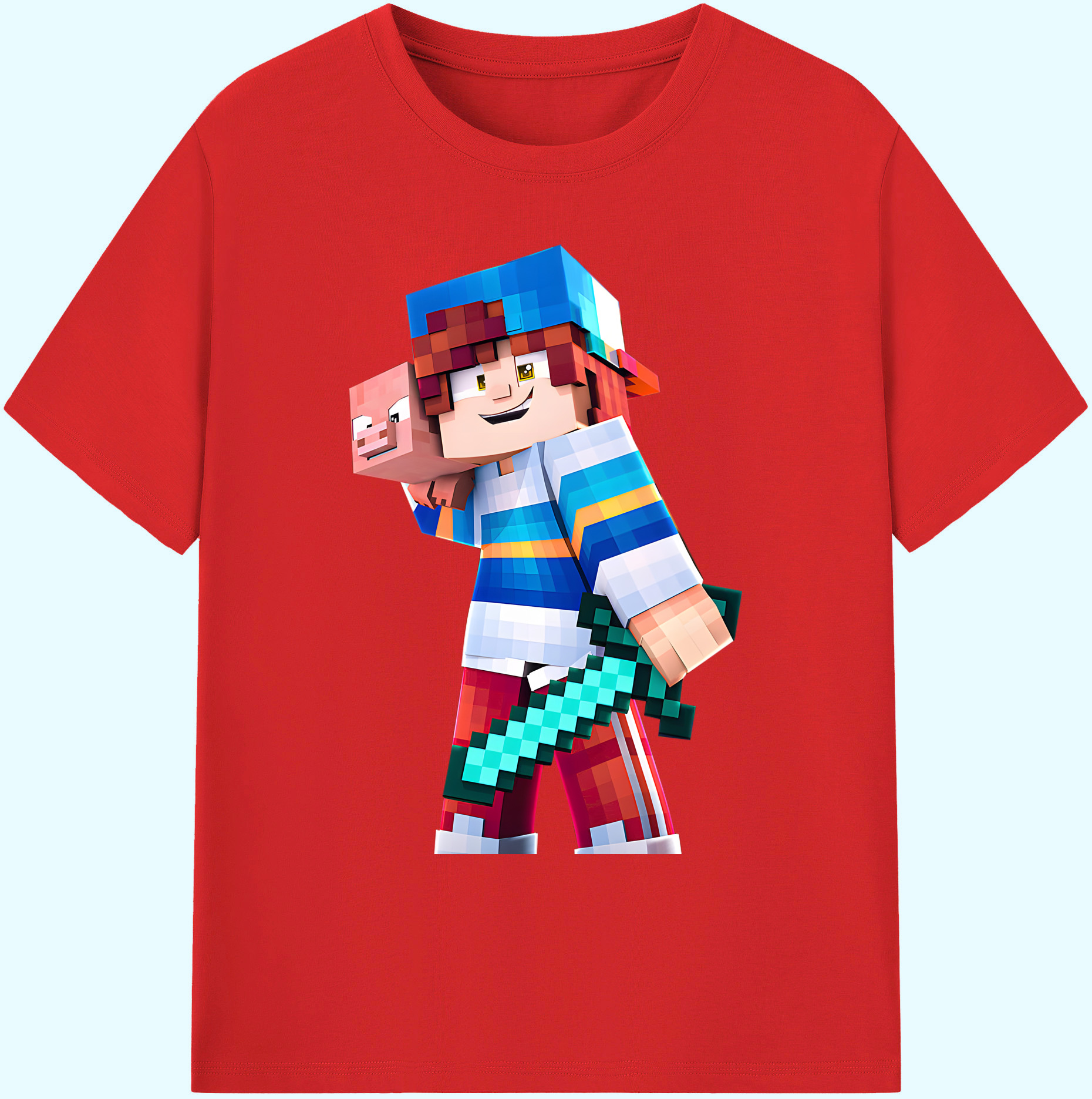 （画像用） マインクラフト ブロックの世界 Minecraft MC Block world 綿100％ メンズ半袖Tシャツ｜肌触りやわらか＆通気性