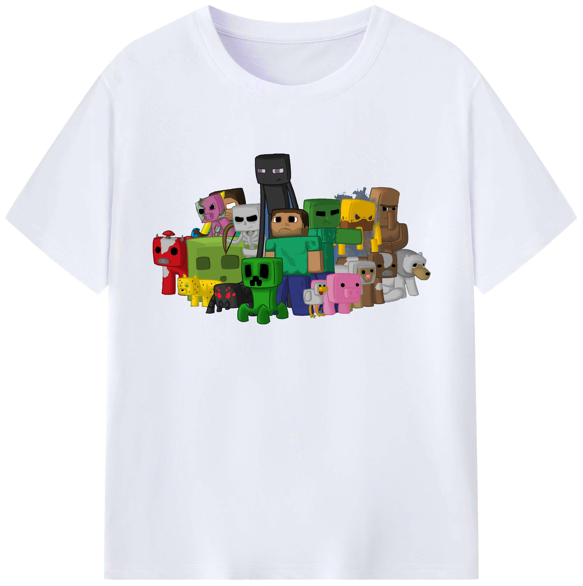 （画像用） マインクラフト ブロックの世界 Minecraft MC Block world 綿100％ メンズ半袖Tシャツ｜肌触りやわらか＆通気性