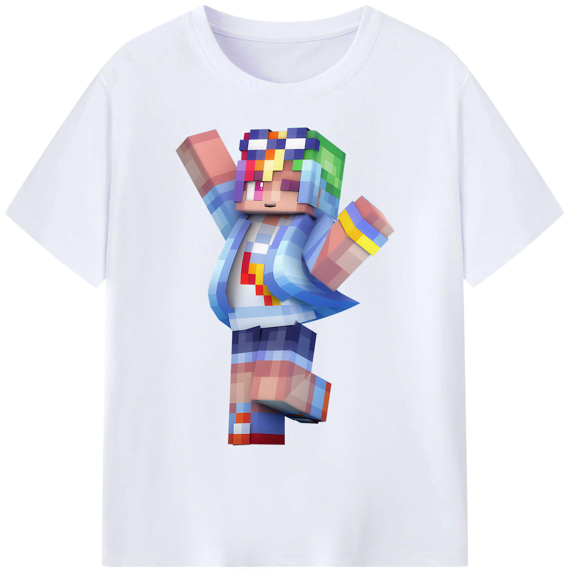 （画像用） マインクラフト ブロックの世界 Minecraft MC Block world 綿100％ メンズ半袖Tシャツ｜肌触りやわらか＆通気性