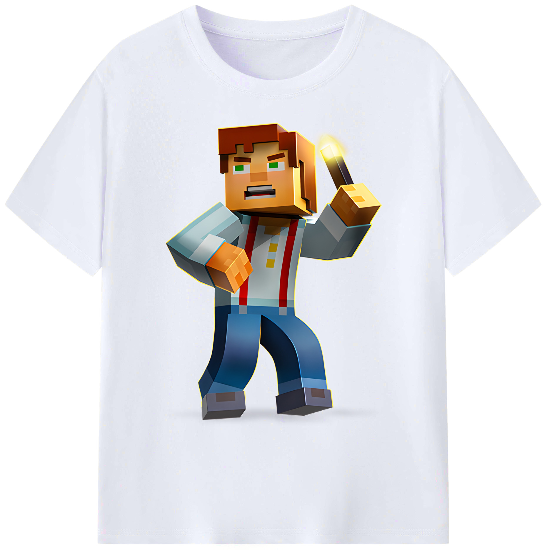 （画像用） マインクラフト ブロックの世界 Minecraft MC Block world 綿100％ メンズ半袖Tシャツ｜肌触りやわらか＆通気性