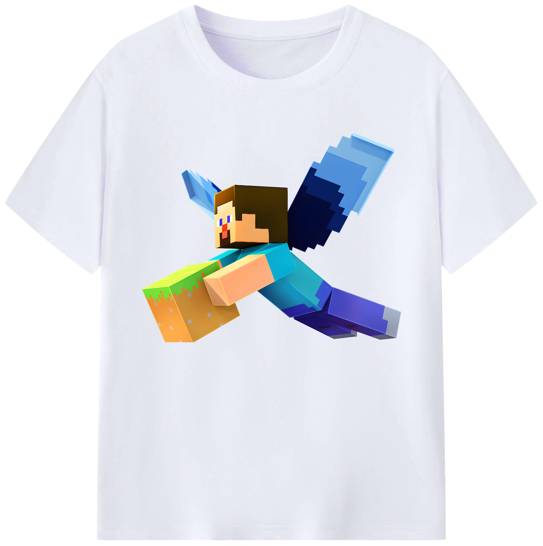 （画像用） マインクラフト ブロックの世界 Minecraft MC Block world 綿100％ メンズ半袖Tシャツ｜肌触りやわらか＆通気性