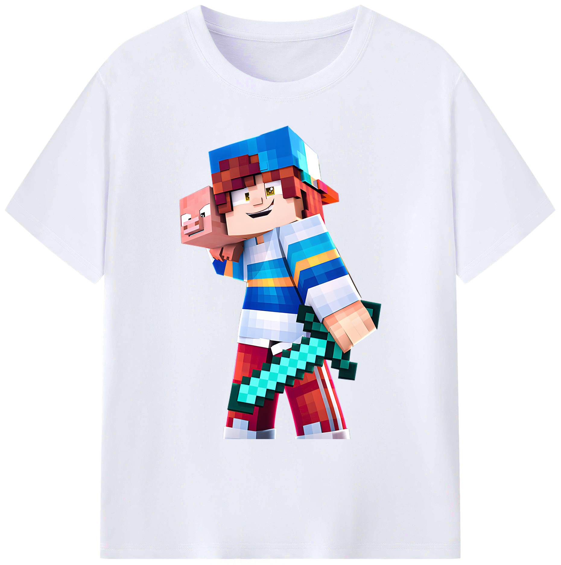（画像用） マインクラフト ブロックの世界 Minecraft MC Block world 綿100％ メンズ半袖Tシャツ｜肌触りやわらか＆通気性