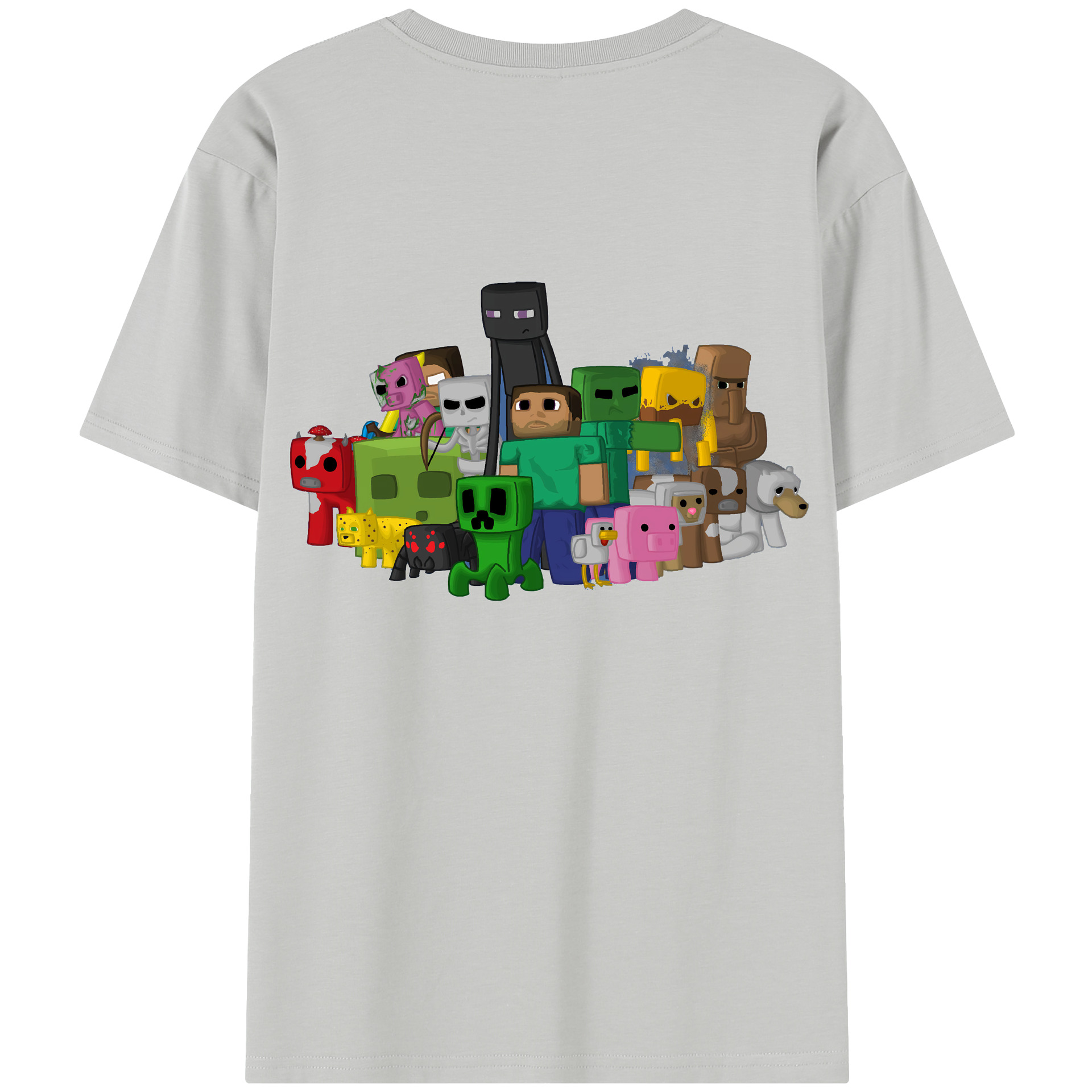 （画像用） マインクラフト ブロックの世界 Minecraft MC Block world レディース半袖Tシャツ(バックプリント)